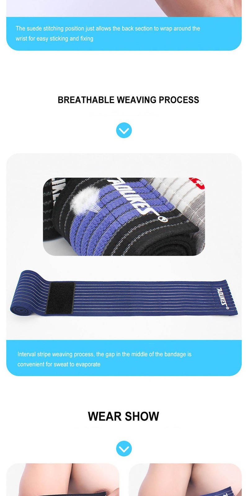 Aolikes 1pc 40-180cm Compression Bandage Protector Knee Support Brace Sports Ela