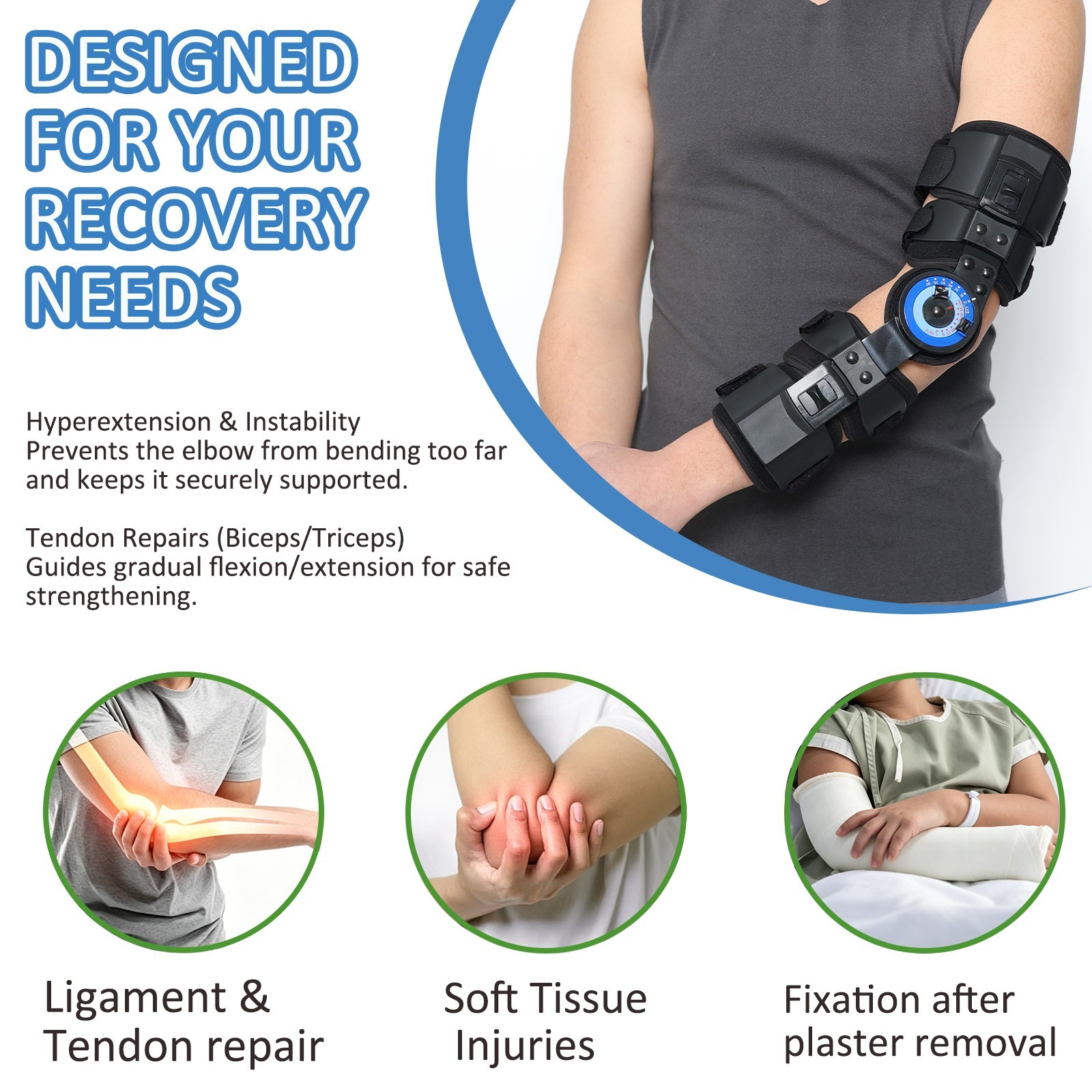Adjustable Elbow Immobilizer for Arm Injury,Ligament Repair Rehab Support
