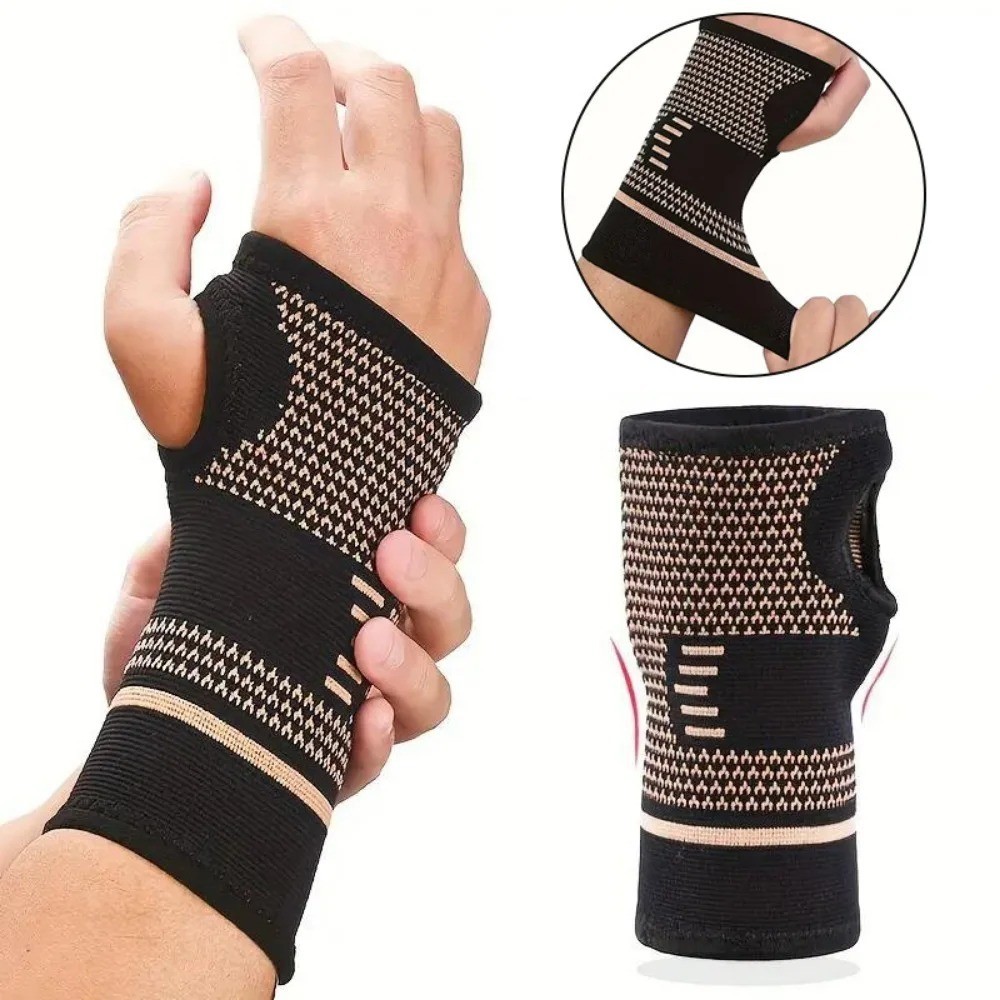Share Copper Wrist Compression Glove Hand Support Pain Relief Joint Self Care Si