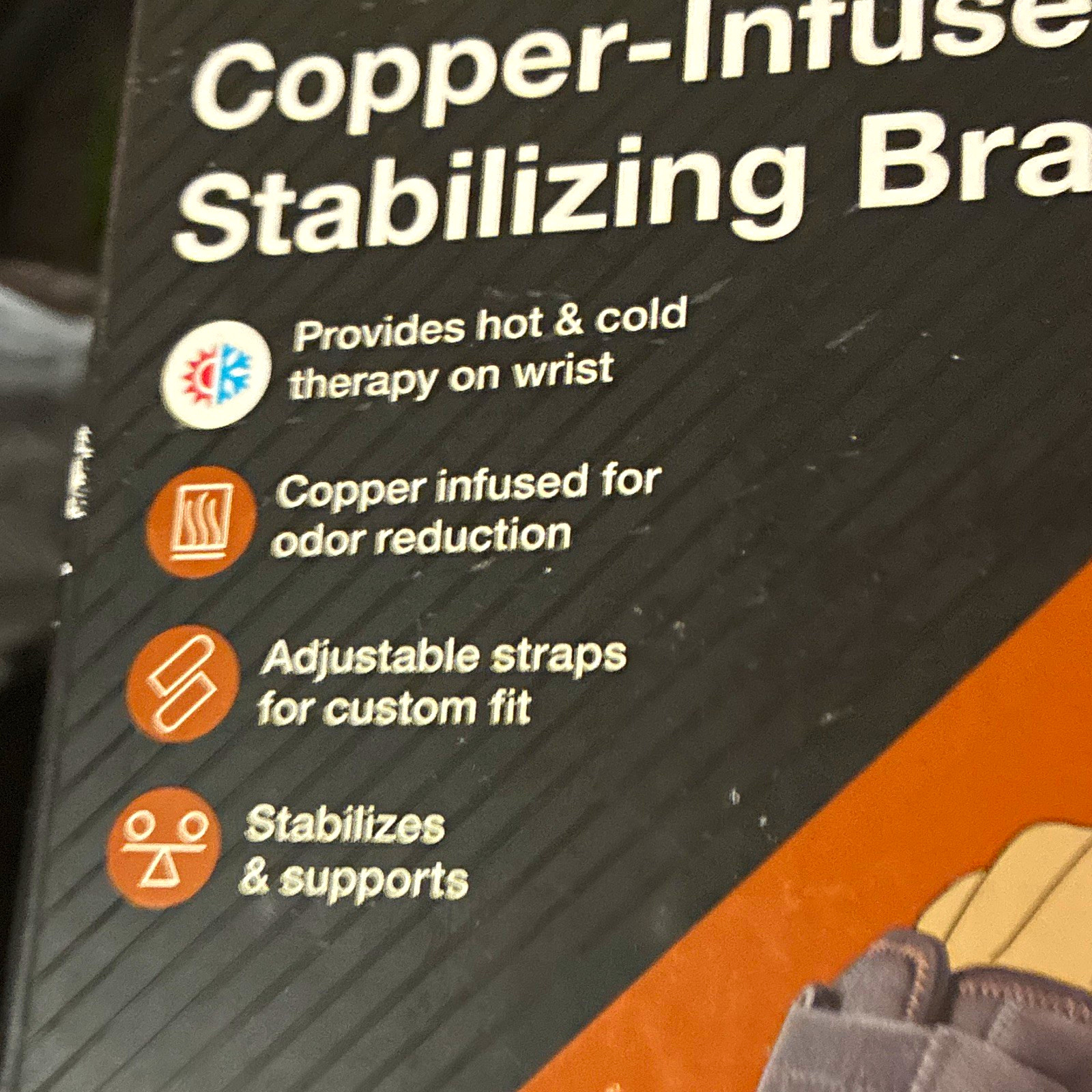 CVS Health Copper Wrist Brace, Adjustable Stabilizing Support Compression, Gray