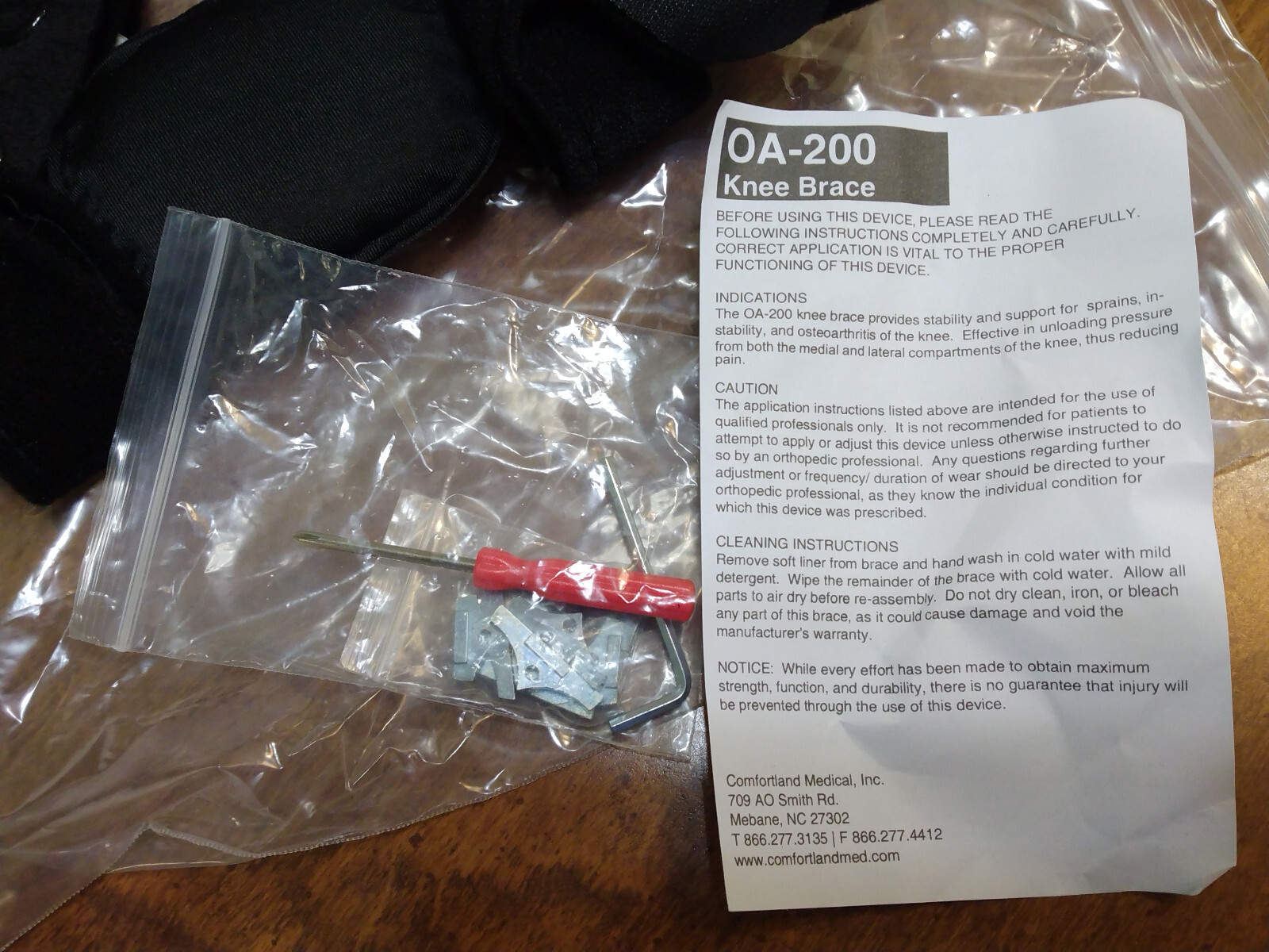 2 Comfortland OA-200-L OA-200-R Knee Brace Left & Right (Pair) With Tools & Bag