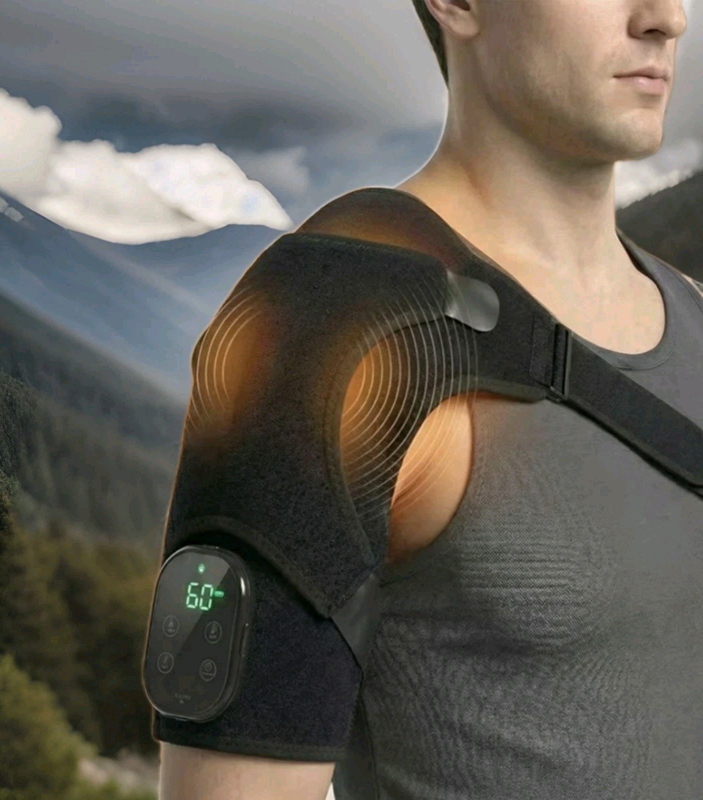 Cordless Heated Shoulder Massager with Vibration Rotator Cuff Brace Pain Relief