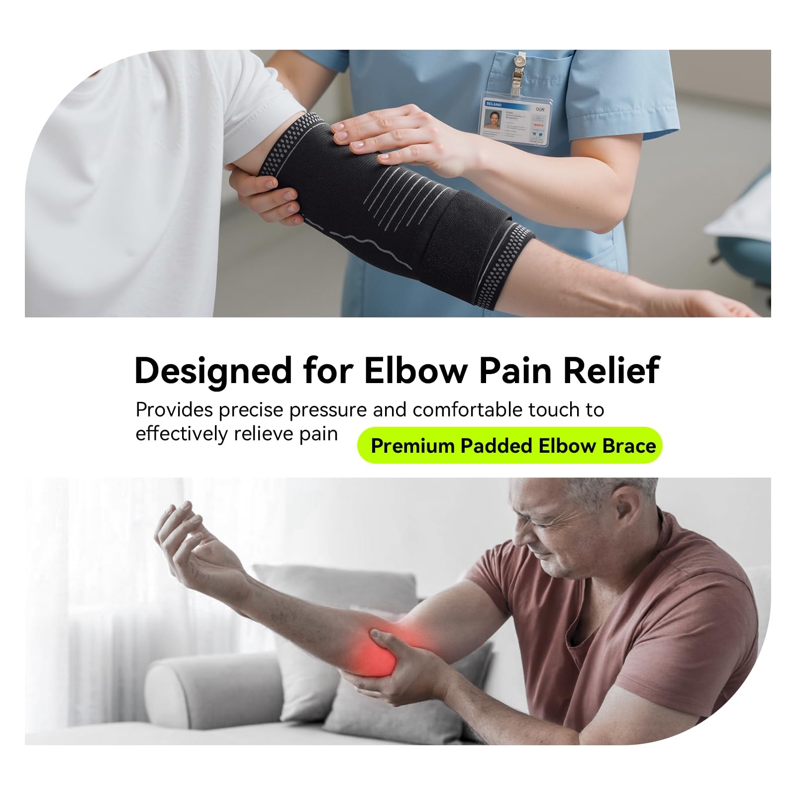 Elbow Compression Sleeve for Tendonitis , Bursitis Elbow Pad Brace – Adjustab…