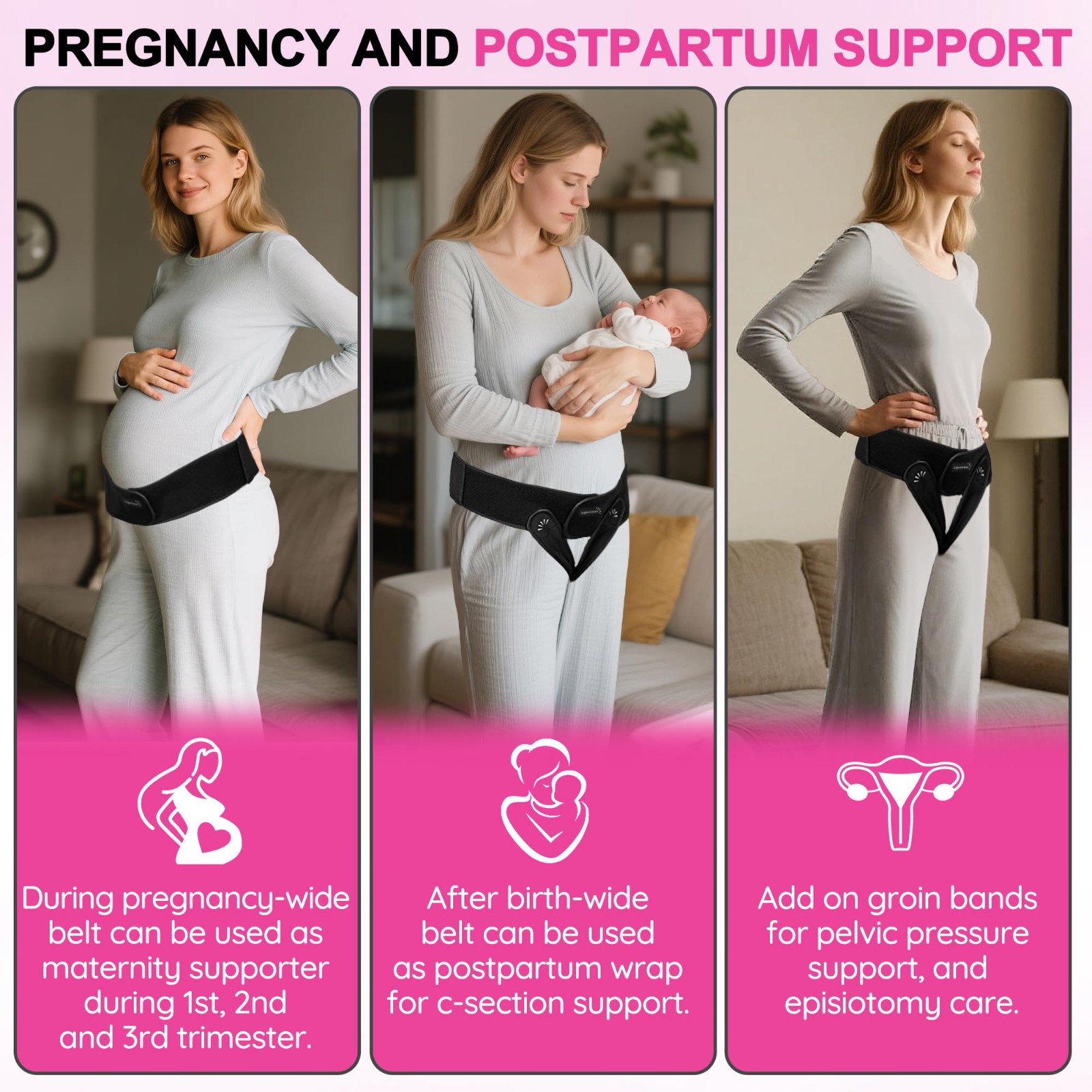 4-in-1 Adjustable Maternity Support Belt – Pregnancy, Pelvic, Hip & Vulva Relief