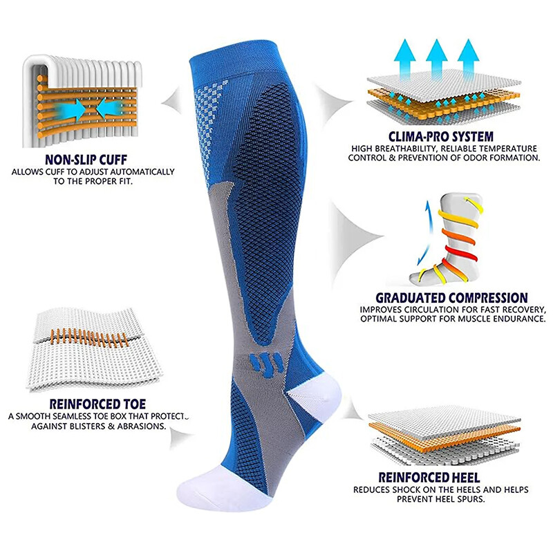 Women Mens Knee High Compression Socks 20-30mmHG Stockings Support Brace Sports