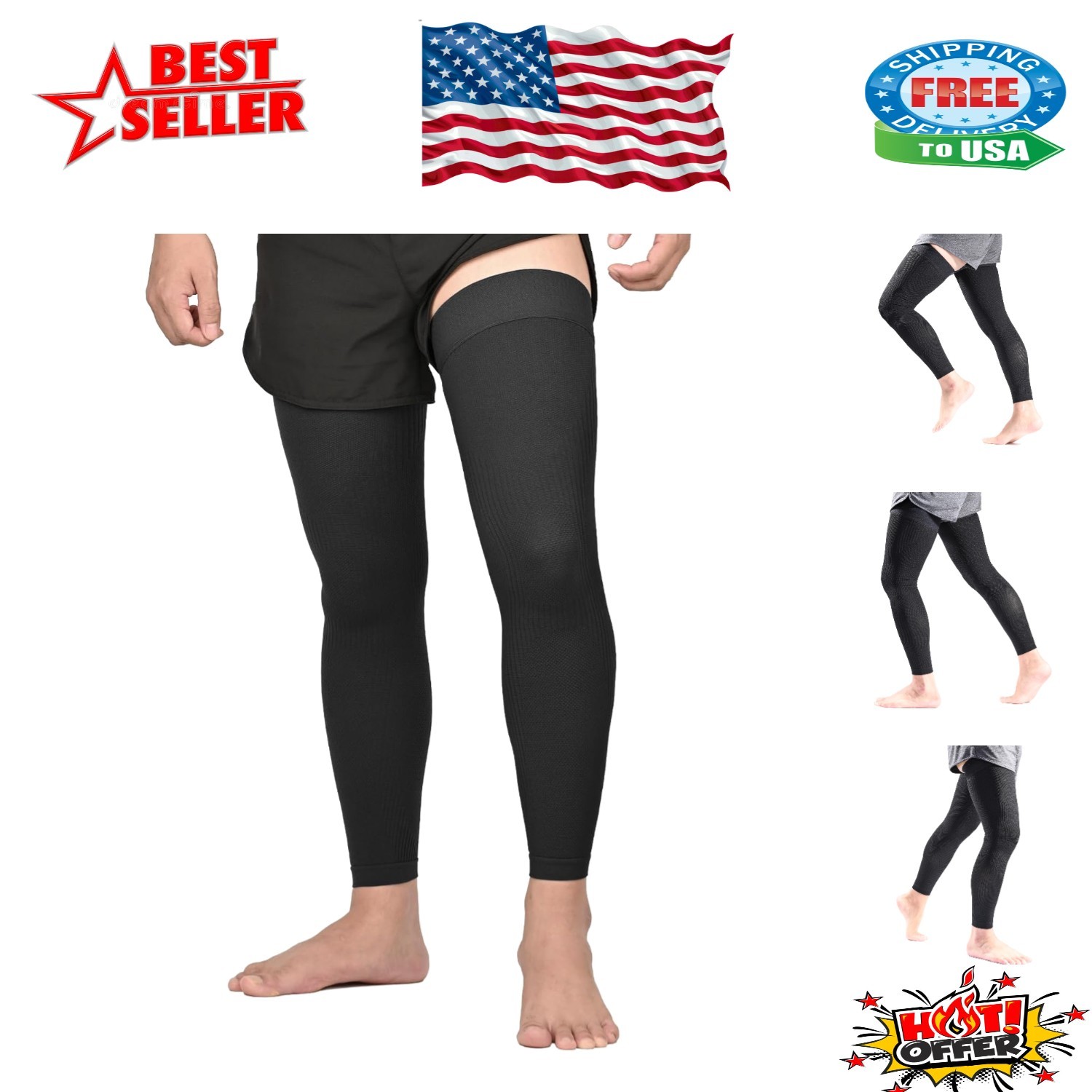 Graduated Compression Stockings 20-30mmHg – Thigh High Support for All