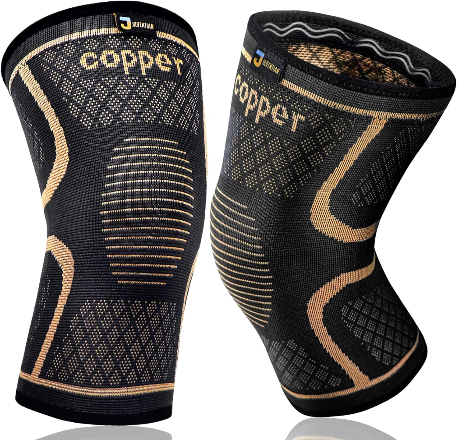Copper Knee Braces for Men and Women (2 Pack) -Knee Supports Copper Compression