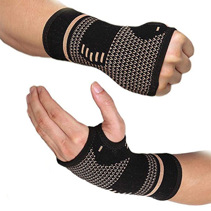 4P Copper Wrist Compression Sleeves Comfortable Breathable for Arthritis Sprains