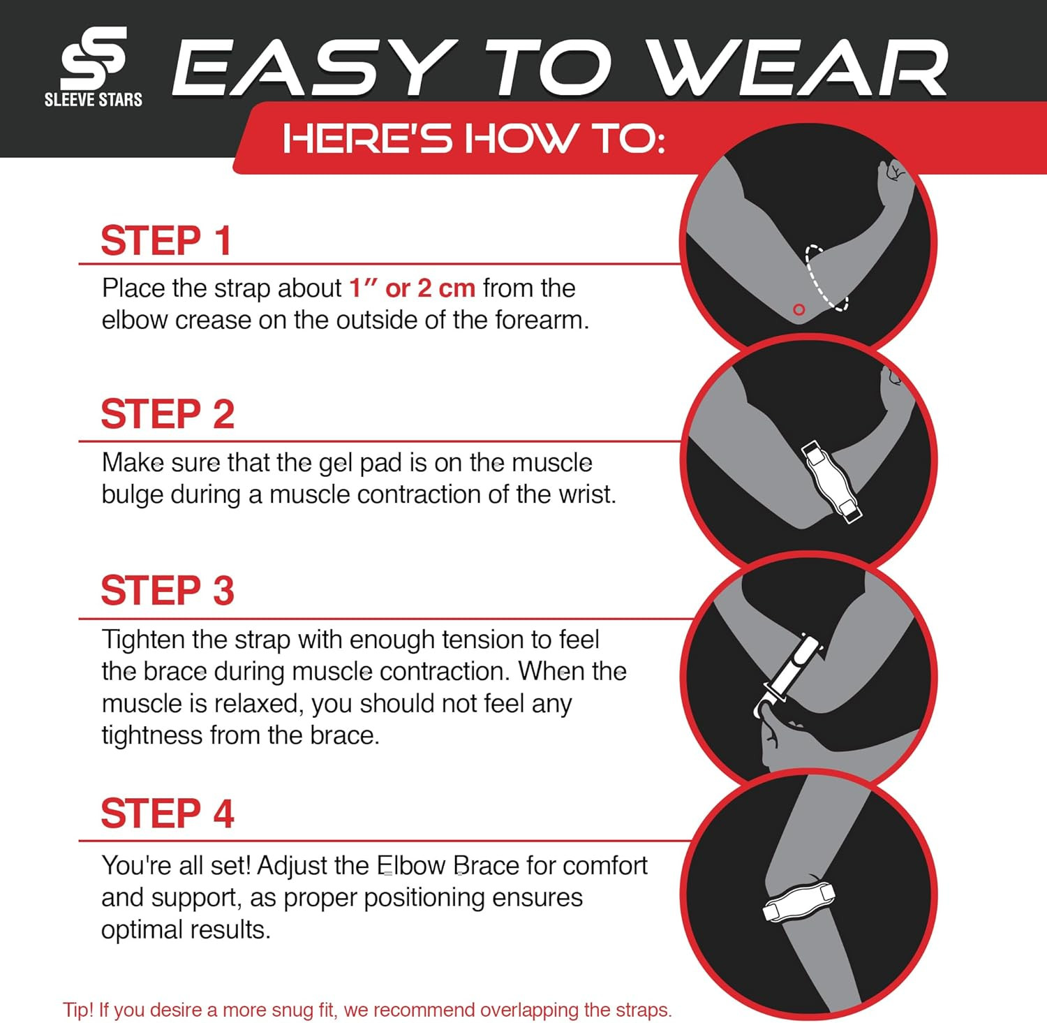 Sleeve Stars Tennis Elbow Brace for Women – Adjustable Tennis Elbow Strap, Golfe