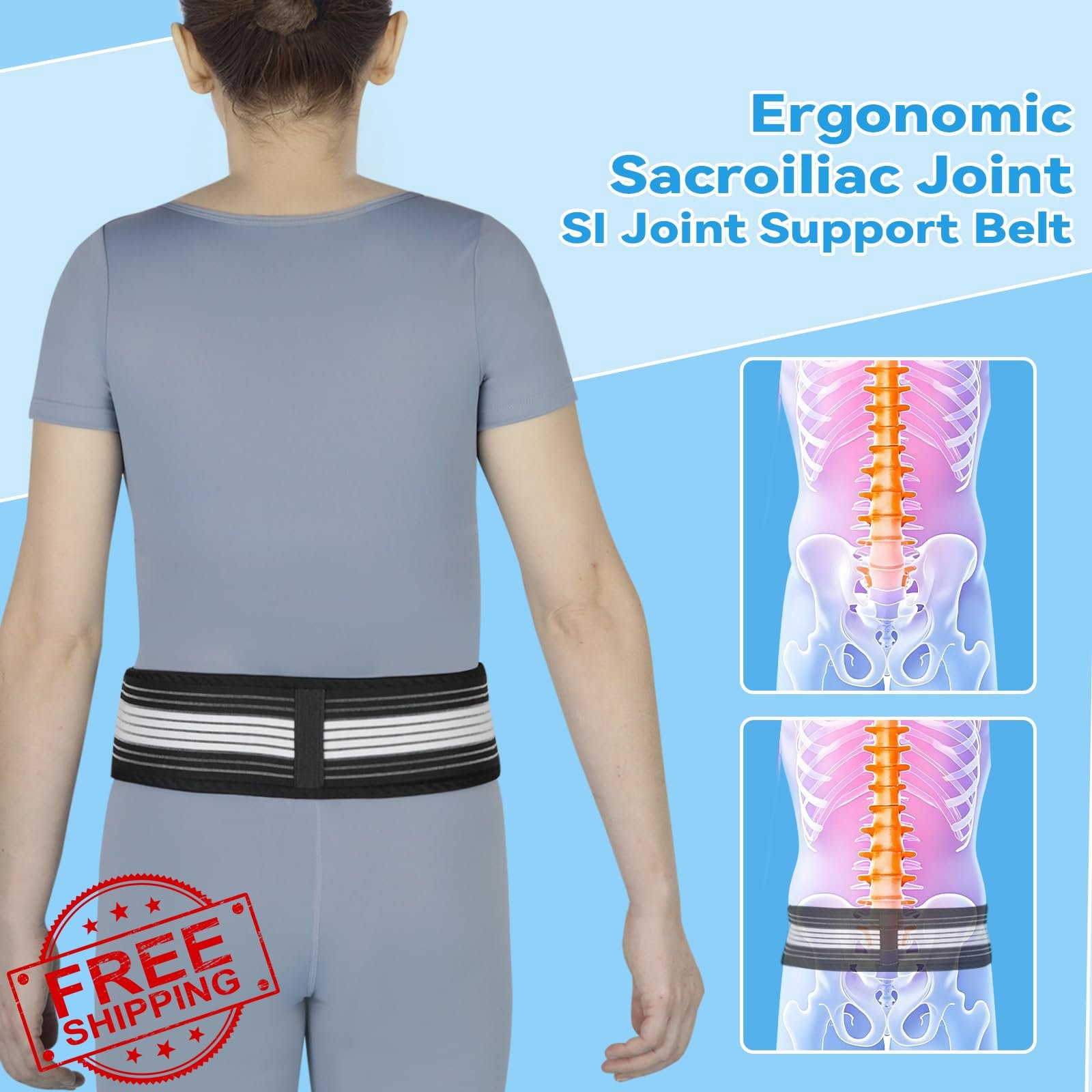 Waist Belt Sacroiliac Hip Belt, Lumbar Support Sciatica Pain Relief, Sacroili…