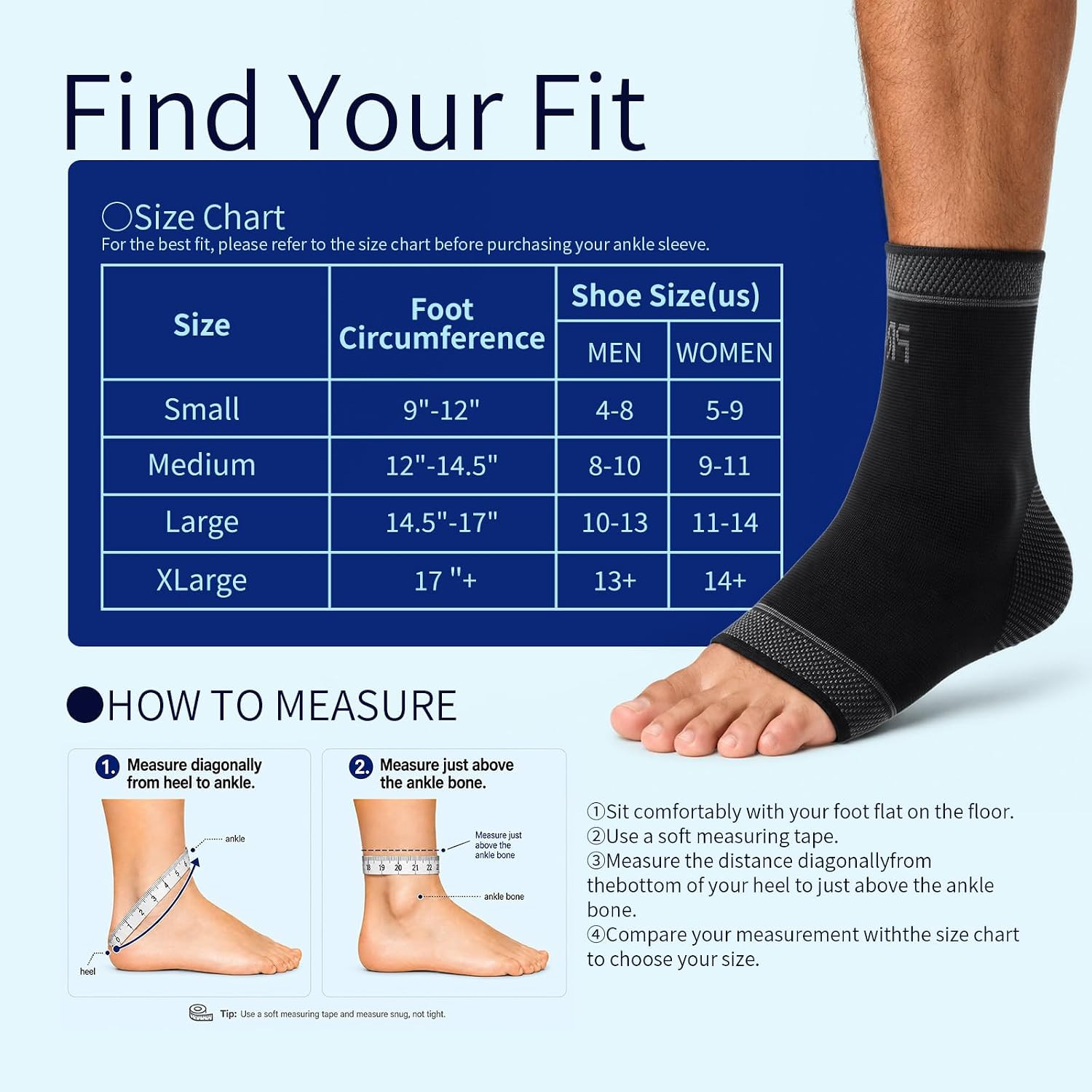 Adjustable Foot Socks, Ankle Brace Compression Support Sleeve with Silicone Gel,
