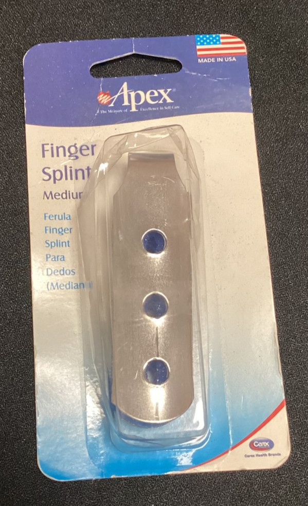 Apex Finger Splint Medium Metal Foam Brace Fracture Broken Support Custom Fit