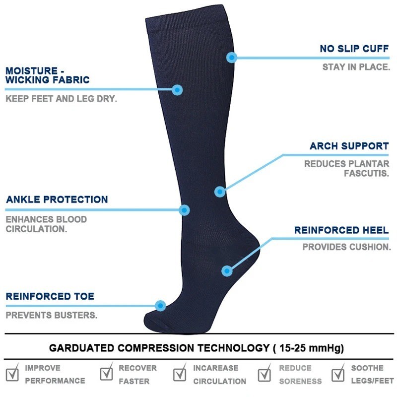 Compression Socks Copper Medical Stockings Travel Running Anti Fatigue Unisex AU