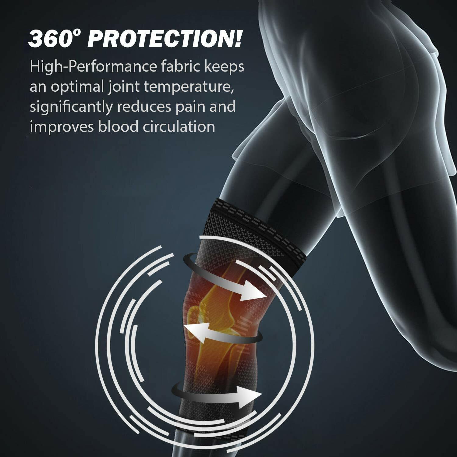 Unisex Knee Compression Sleeve (2 pk) Support for Running Gym Sports (Black XXL)