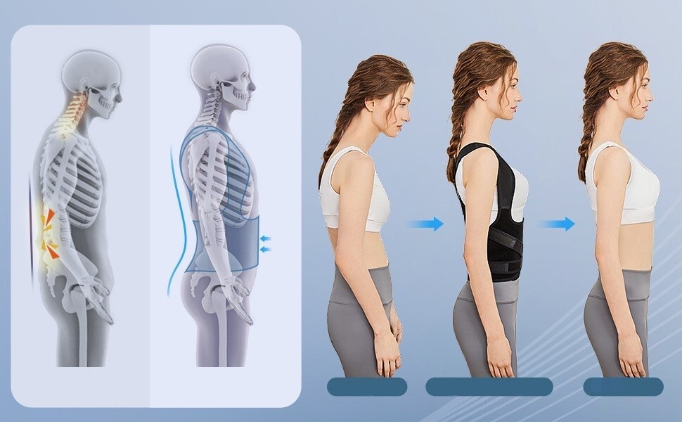 Adjustable Posture Corrector Low Back Support Shoulder Brace Belt for Men, Women