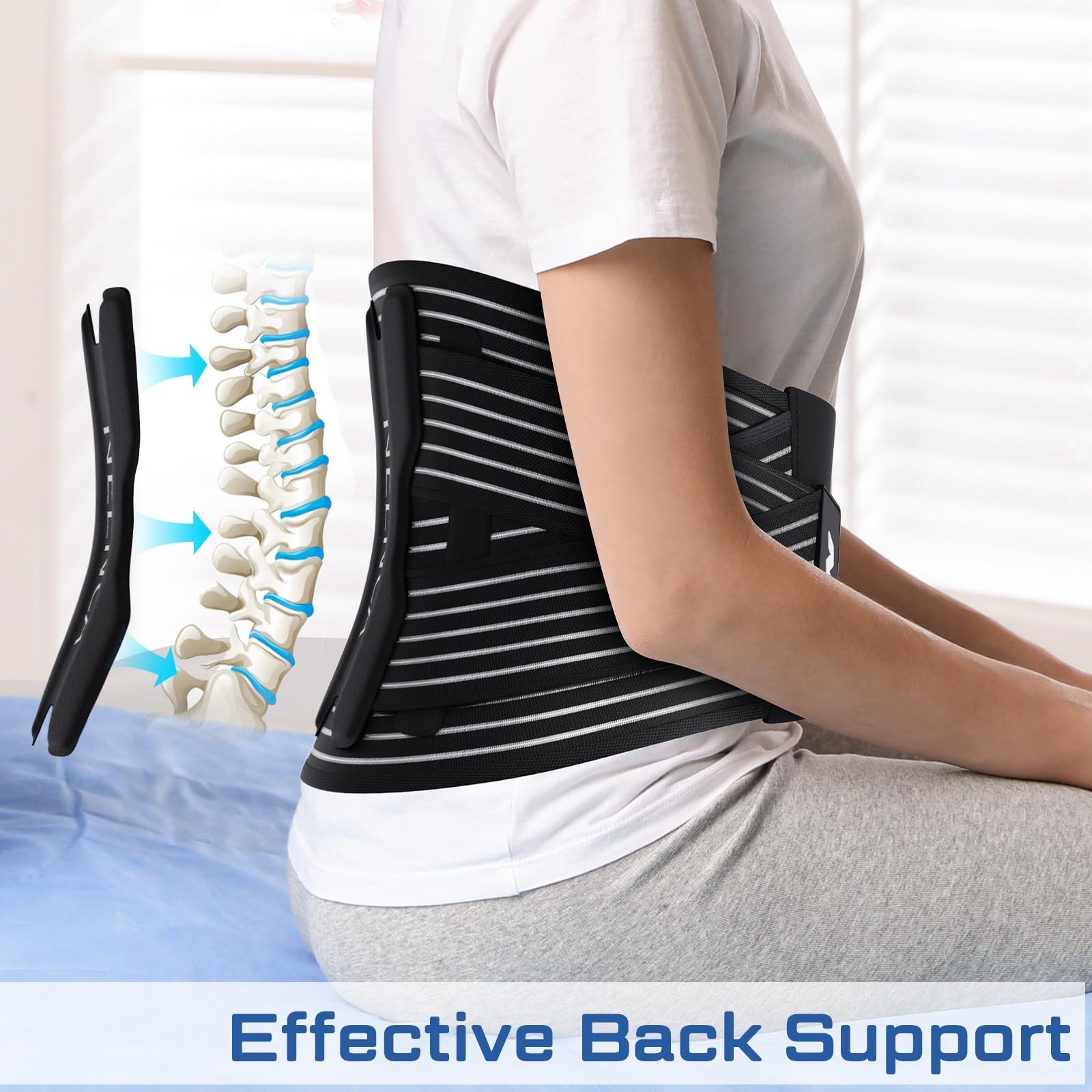 NEENCA Back Brace Lower Back Pain Relief – Ergonomic Lumbar Support Removable