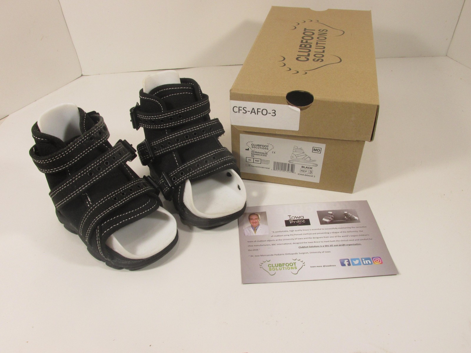 Clubfoot Solutions Iowa Brace 3 AFO Boots Orthosis Youth M Black CFS-AFO-3 *READ