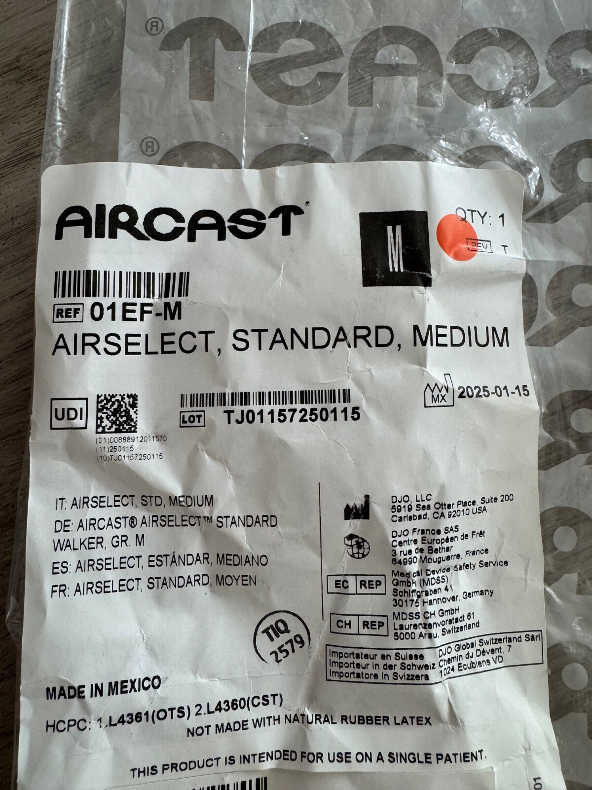 Aircast Standard Select Walking Boot/Cast DJO Medium Right