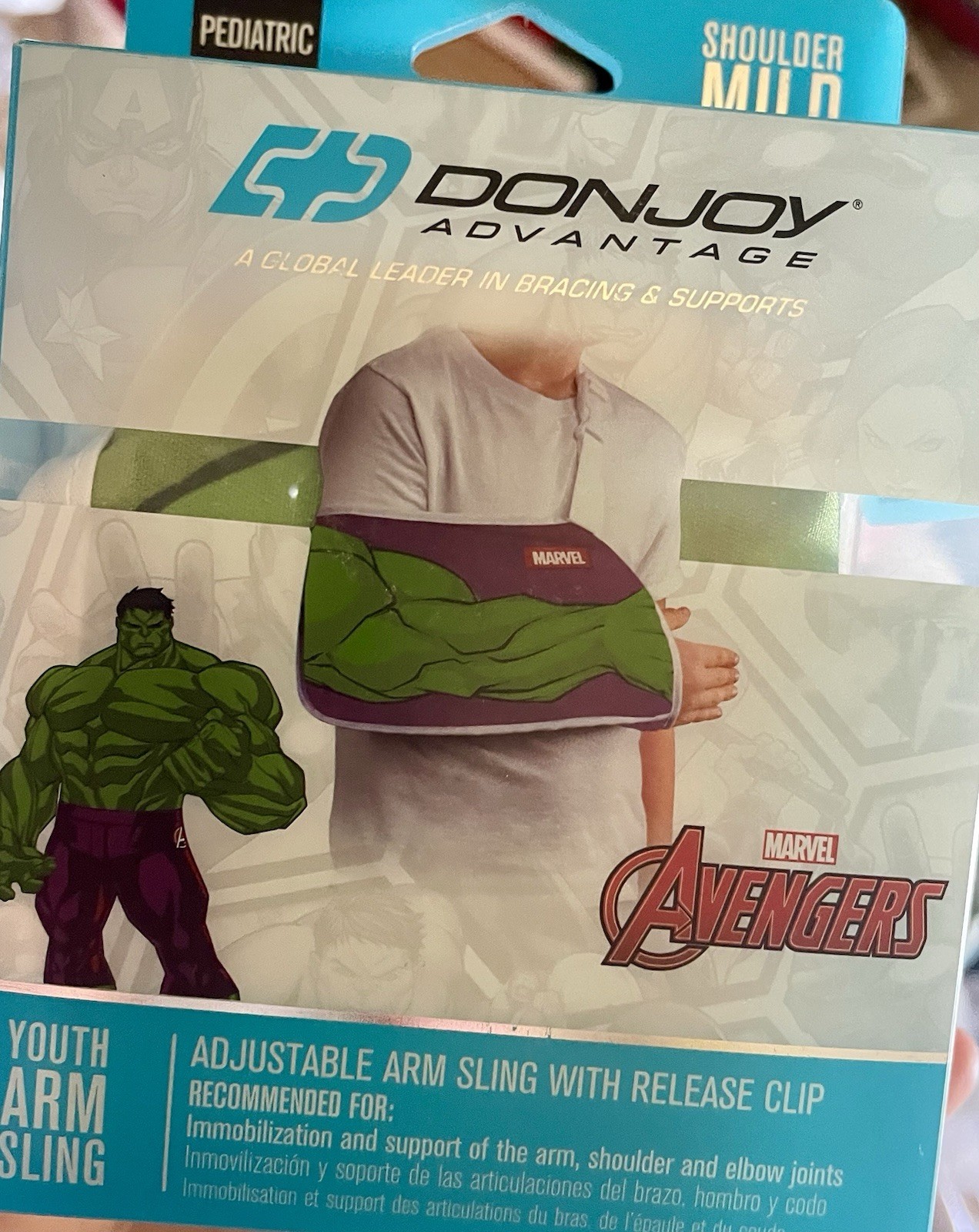 Donjoy Advantage The Hulk Avengers Shoulder Pediatric Adjustable Sling Mild