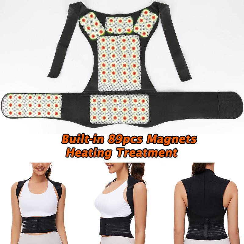 Posture Corrector Men Women Lumbar Brace Full Back Support Magnet Heating Vest