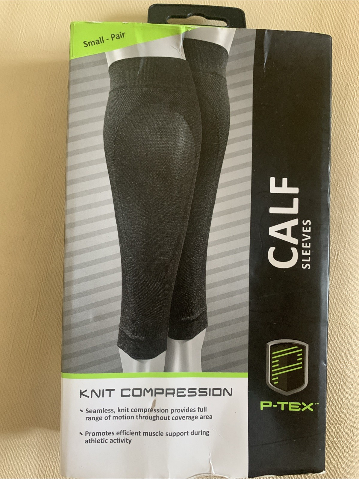 P-TEX ** KNIT COMPRESSION CALF SLEEVES **P-TEXC400” Small Pair **BLACK*NEW**