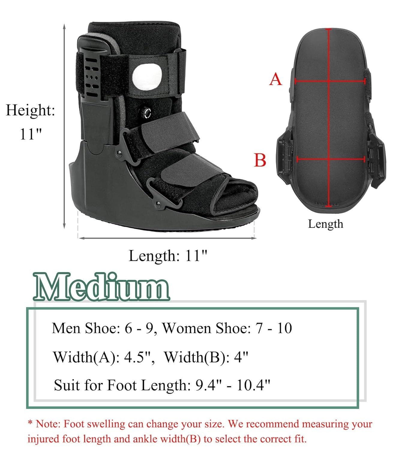 Rocker Sole Walking Boot – Medium Fracture Boot for Ankle Support and Comfort