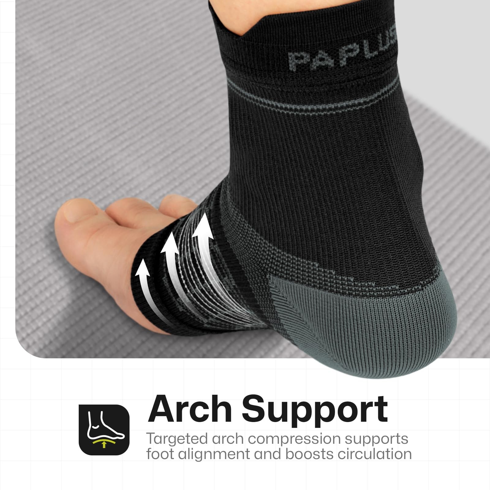 PAPLUS 3 Pairs Ankle Compression Socks Arch Support Sleeve Unisex