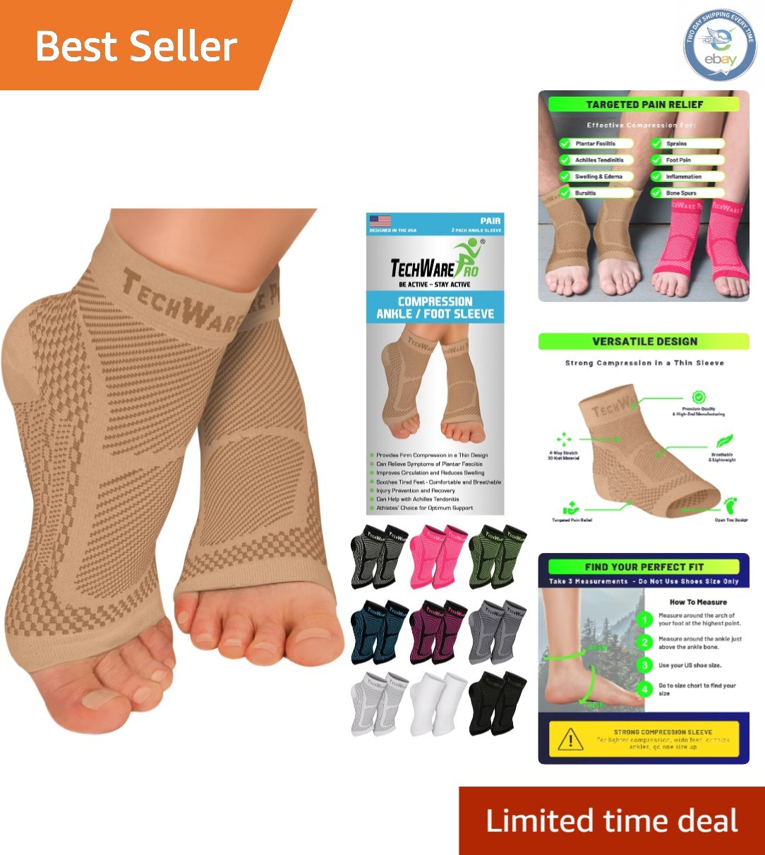 Unisex Compression Ankle Sleeve – Relieve Achilles Tendonitis & Joint Pain, L/XL