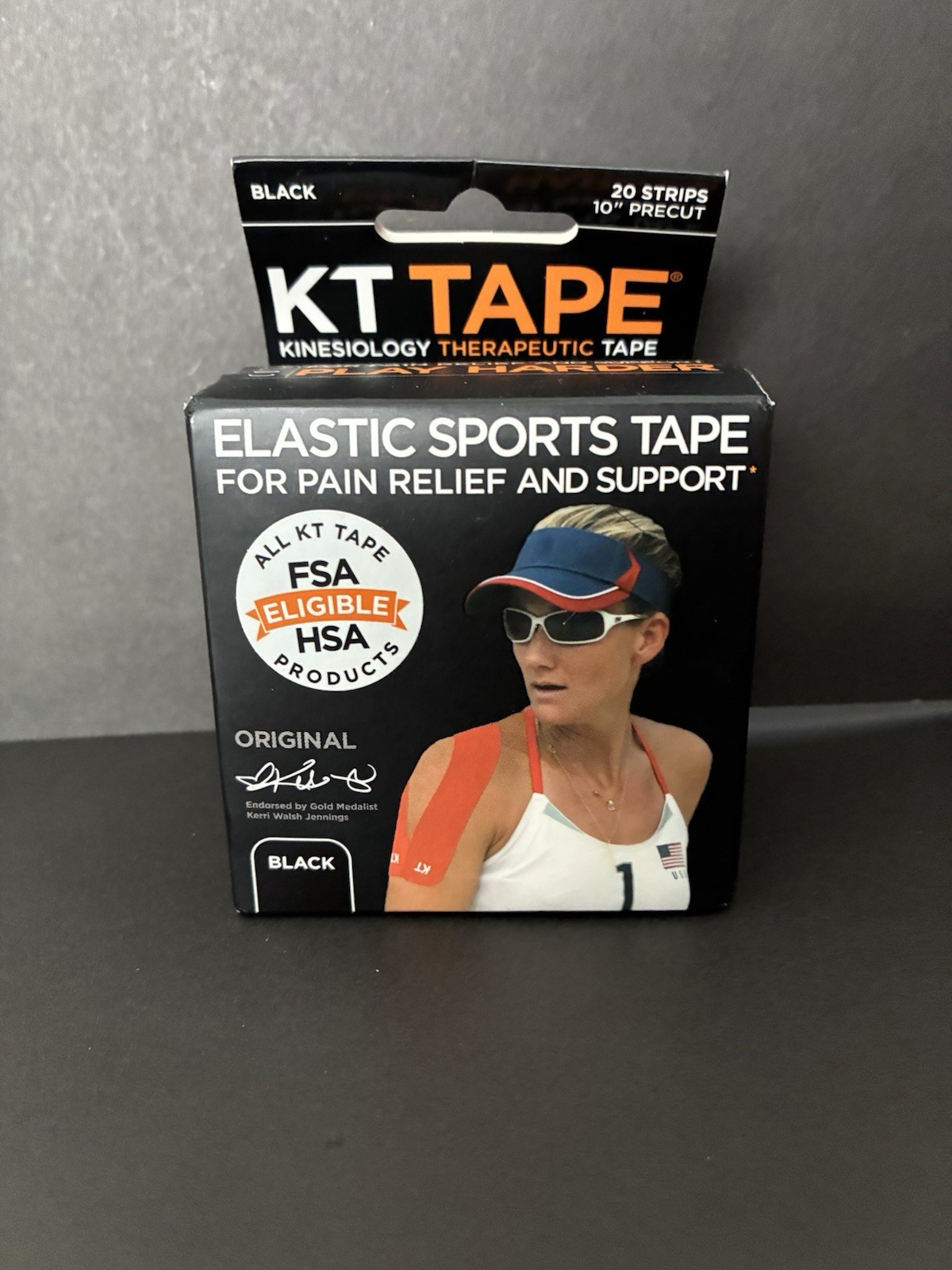 Black KT Tape Elastic Sports Tape 20 Strip 10 Pre-Cut