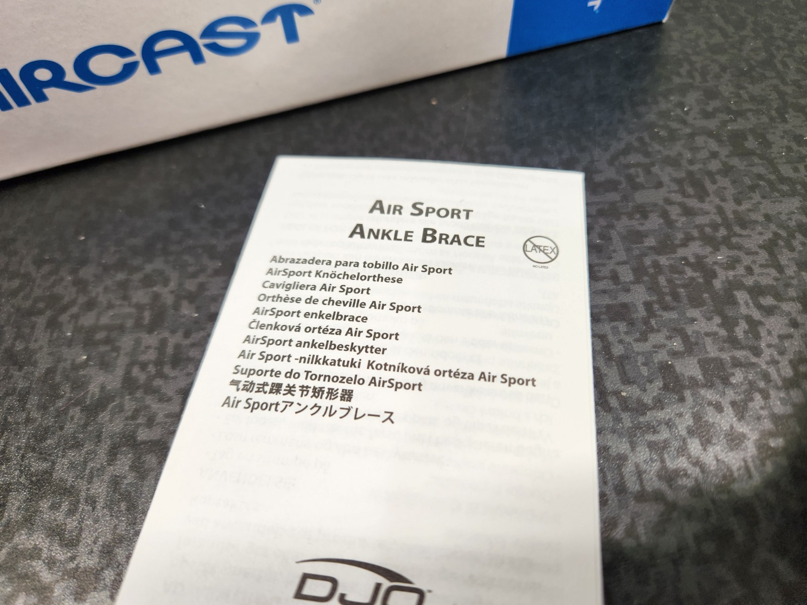 Aircast AirSport Left Ankle Support Brace Large, Black Ankle Sprain ~ Brand New