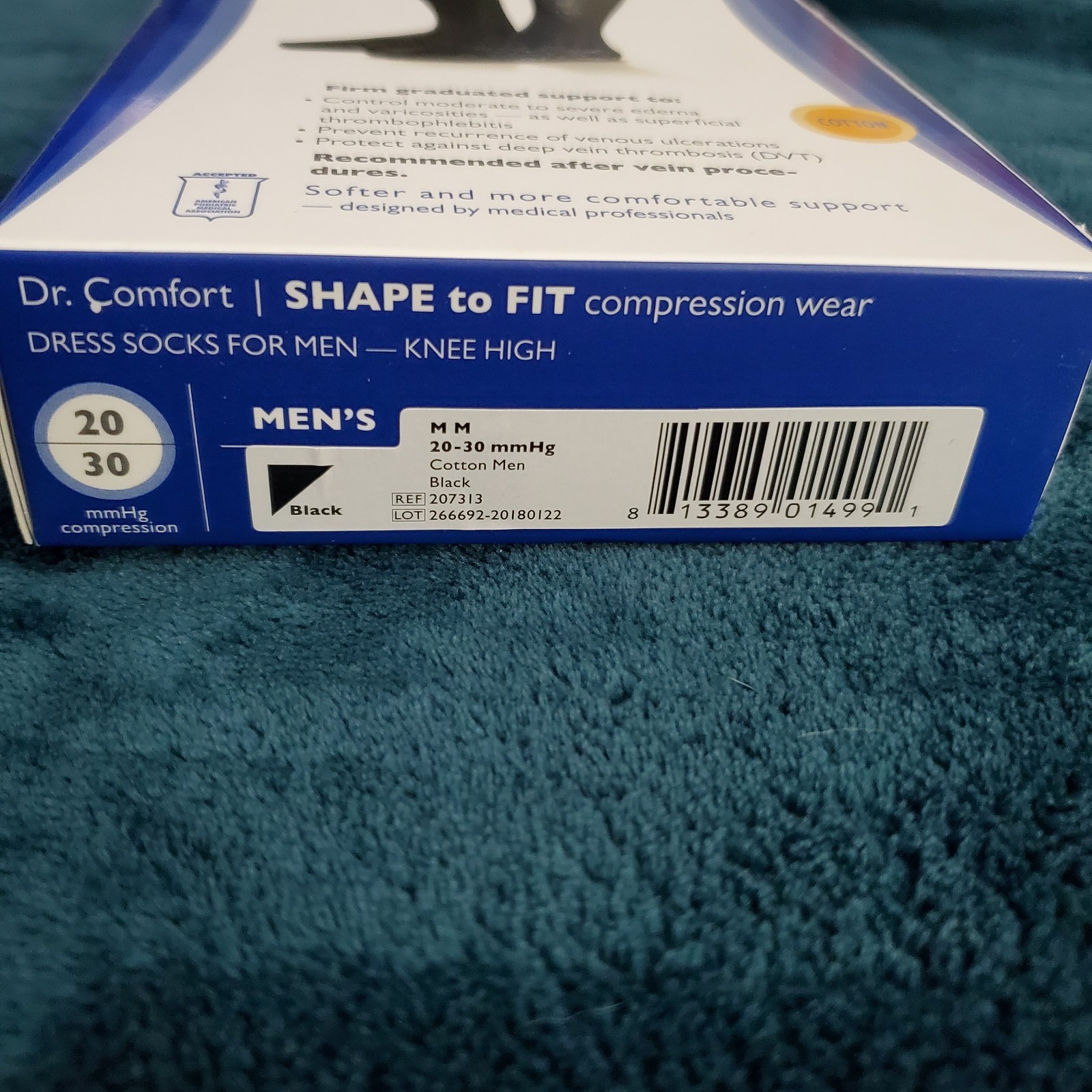 Dr. Comfort Shape To Fit Dress Compression Socks For Men 20-60 mmHg Black M