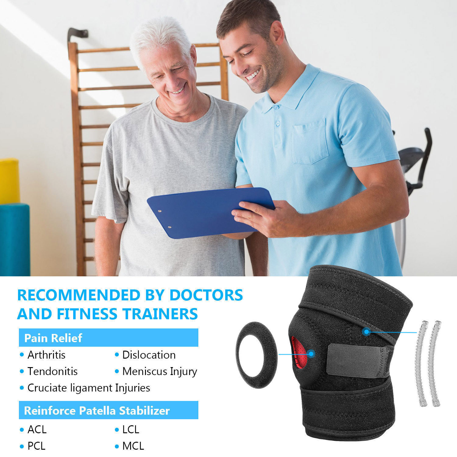 Compression Knee Support Brace Patella Meniscus Sport Joint Pain Arthritis Wrap
