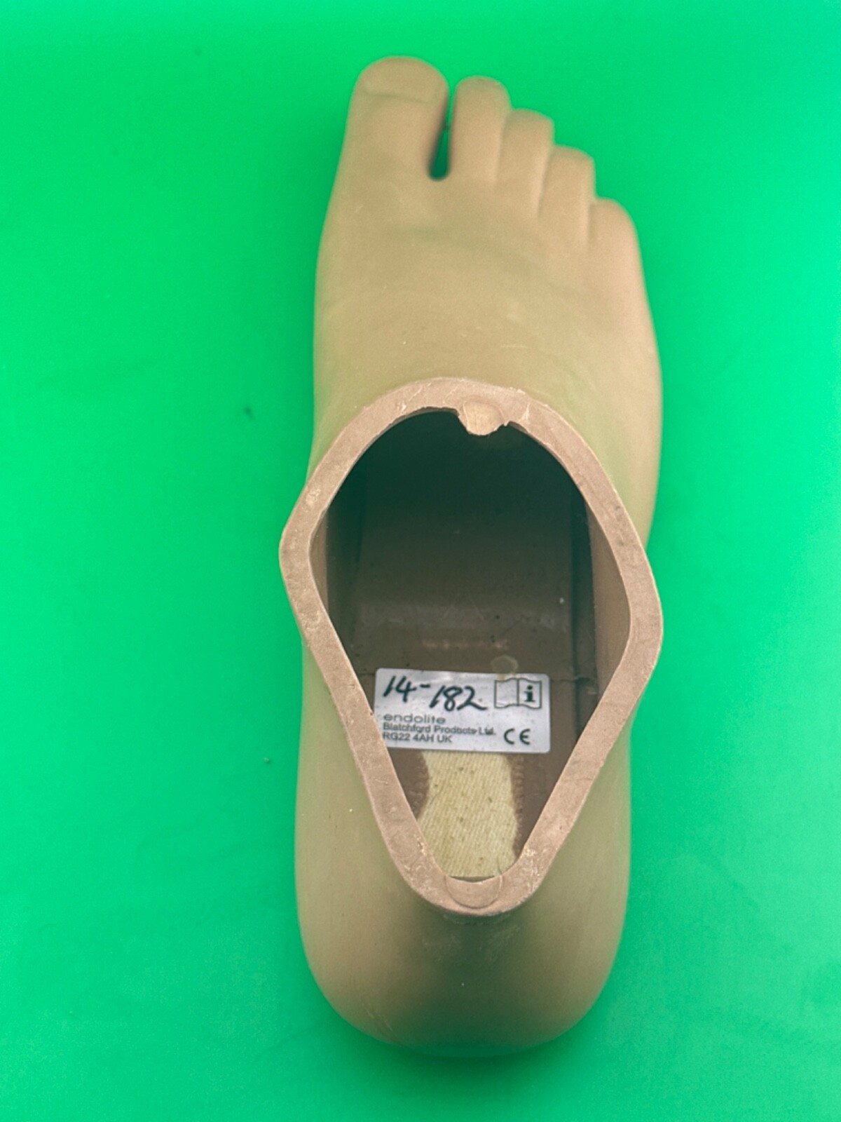 Prosthetic footshell foot shell, right, Blatchford avalon shell. Size 25. Brown