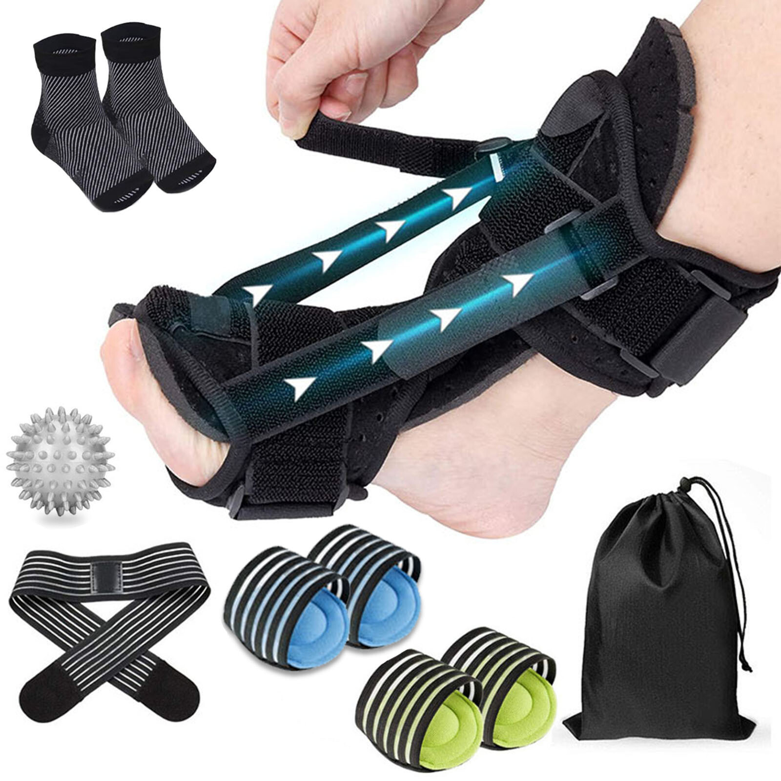 Plantar Fasciitis Night Splint Adjustable Ankle Brace Foot Drop Orthotic Brace