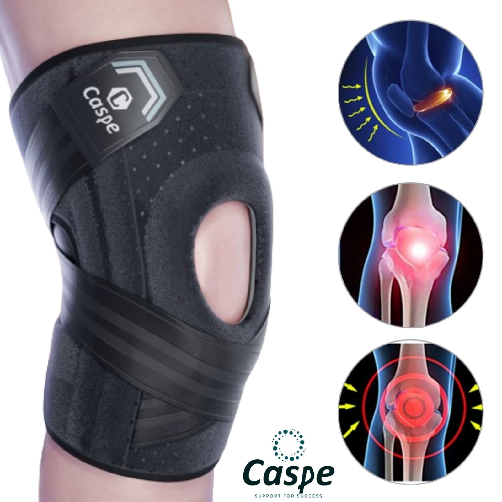 Knee Sleeve With Strap Compression Brace Support Gym Joint Pain Arthritis Relief