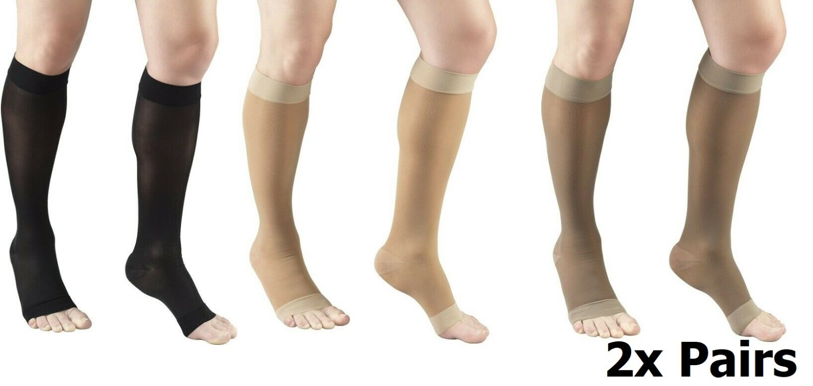 Truform 1772 Compression Stockings Sheer Open Toe 15-20 mmhg [2x Pairs]