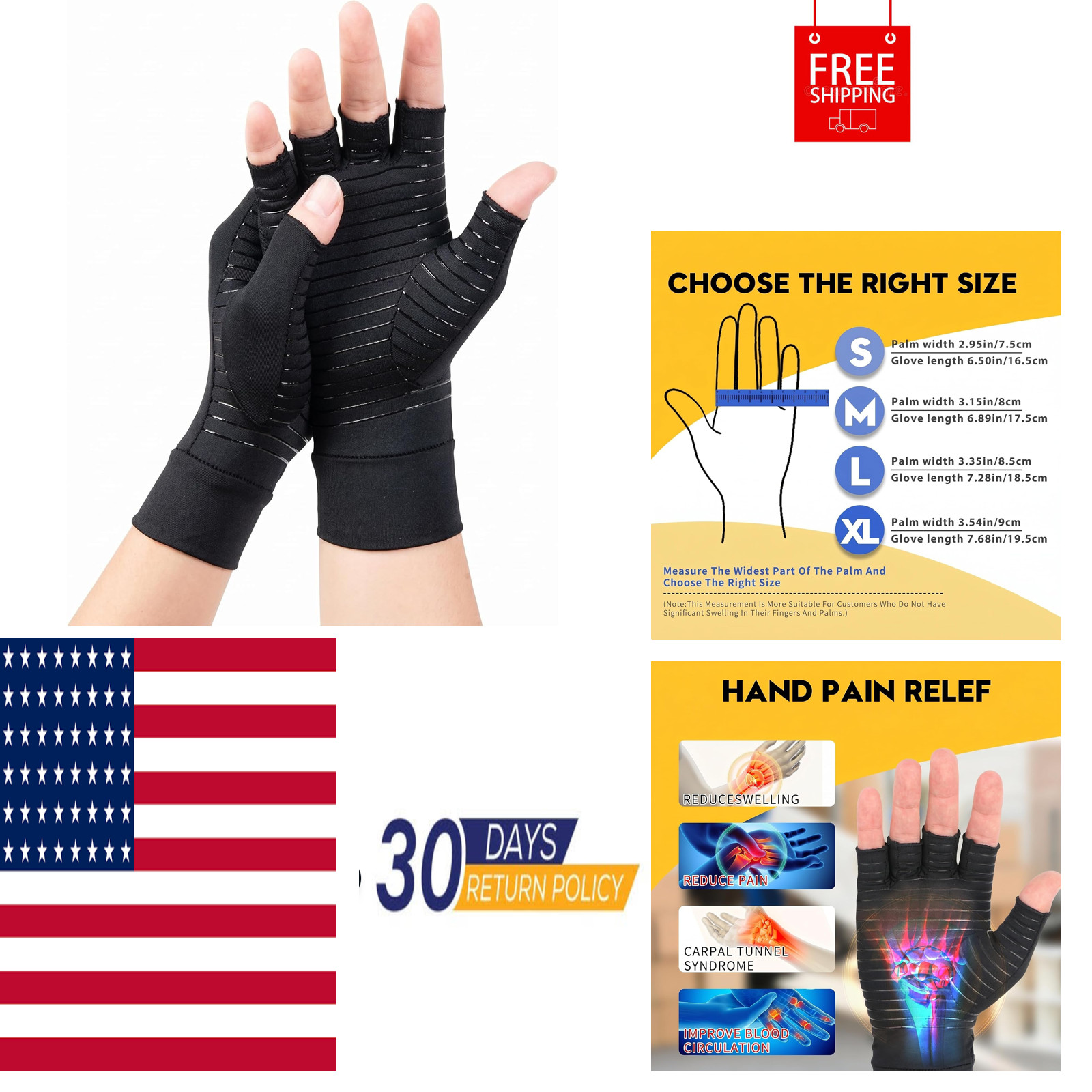 Copper Compression Gloves: Fingerless Arthritis Pain Relief for Carpal Tunnel