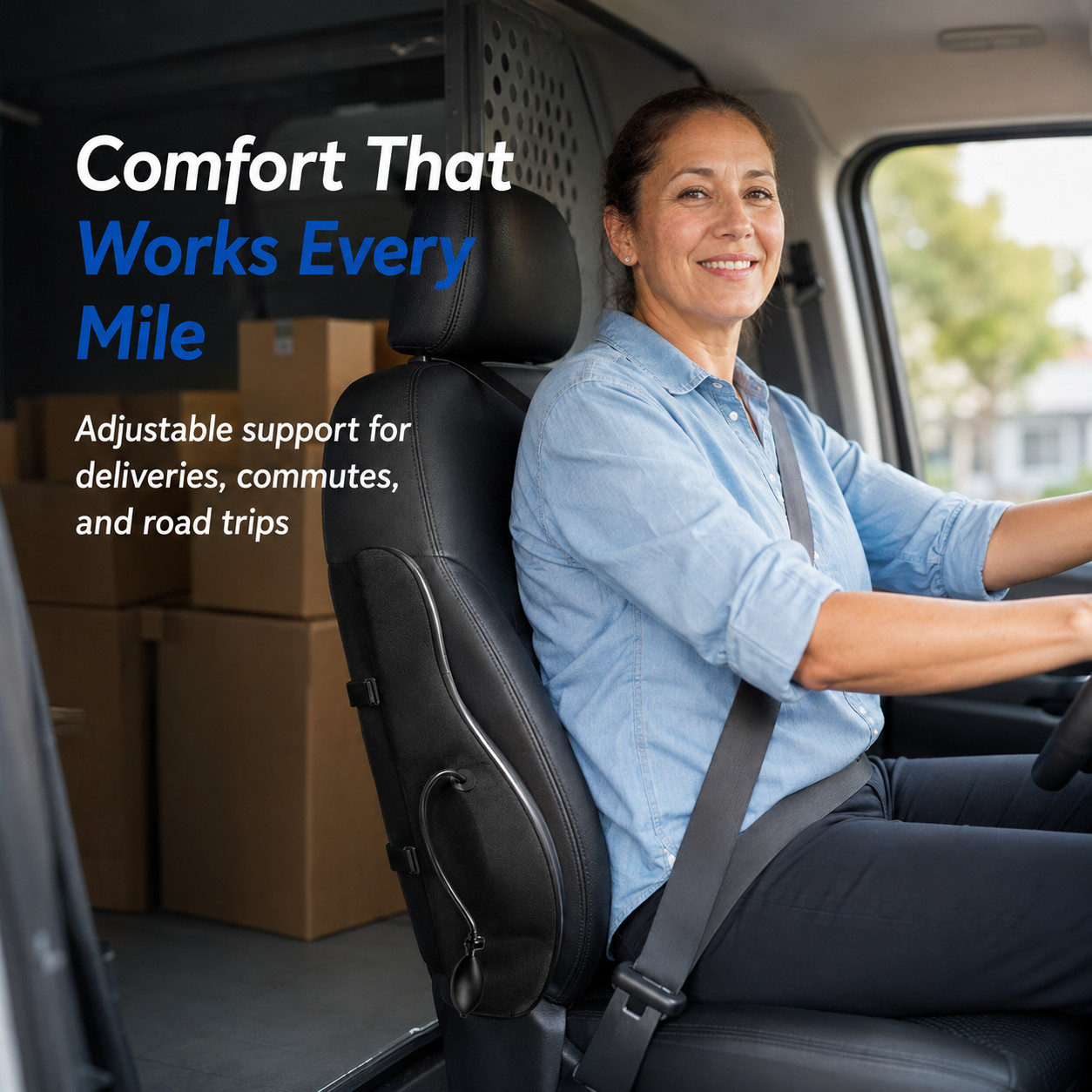 ZIKEE Memory Foam Lumbar Support Pillow Adjustable Airbag Car Truck Office Seat