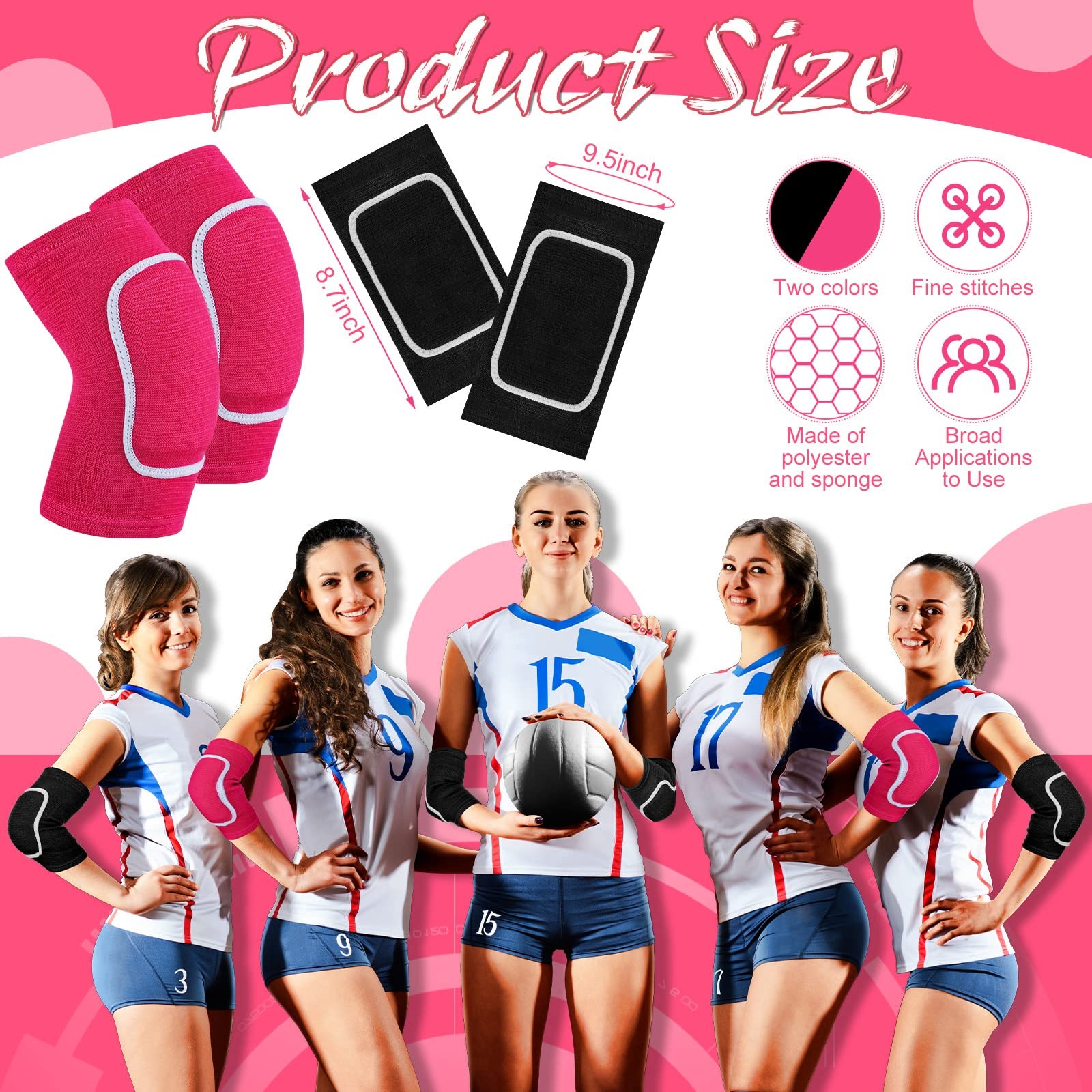 2 Pair Elbow Pads Volleyball Breathable Protective Support Gel Pad Brace Arm