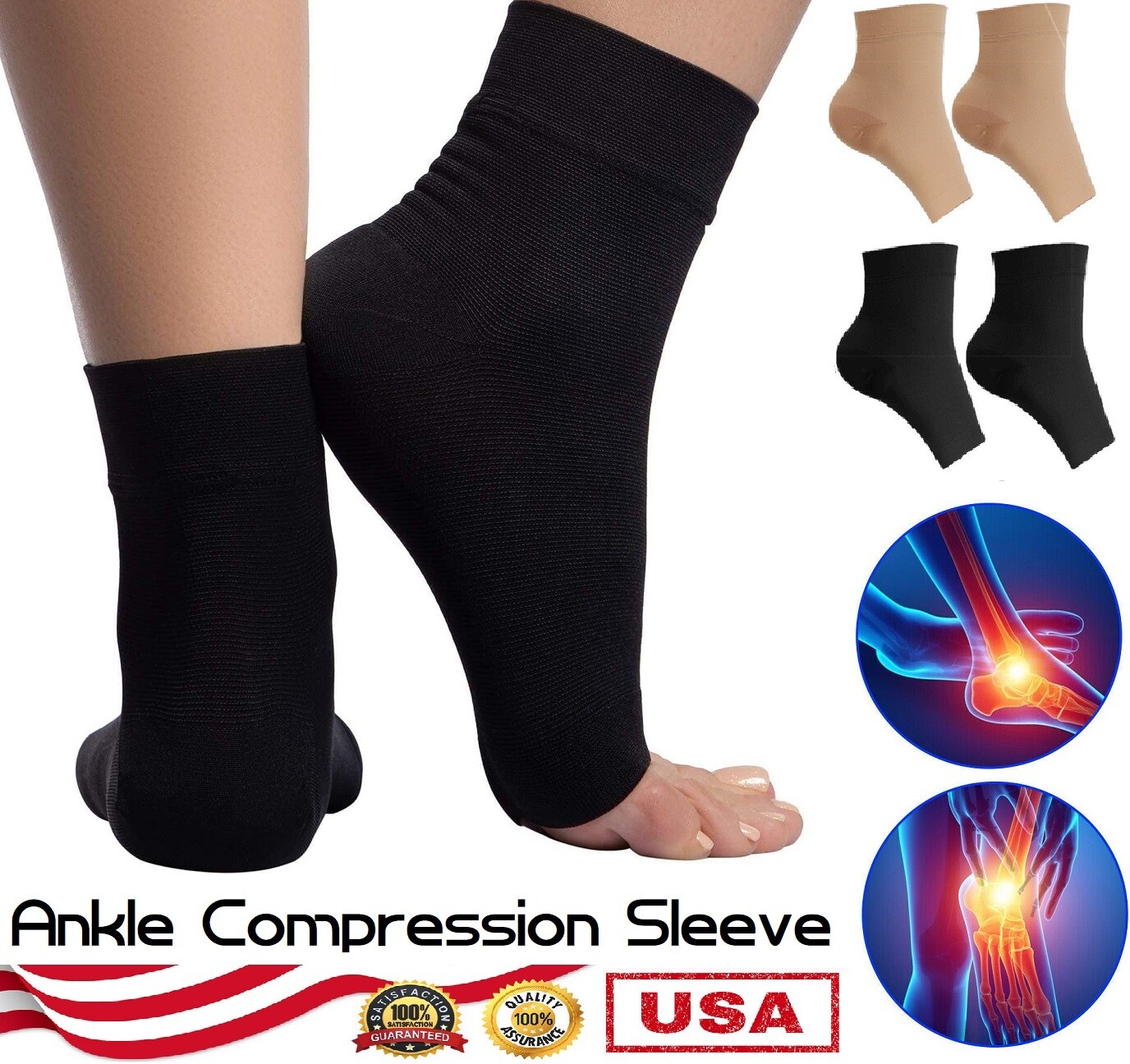 Ankle Brace Compression Sleeve Support Socks Foot Fasciitis Pain Relief Socks US