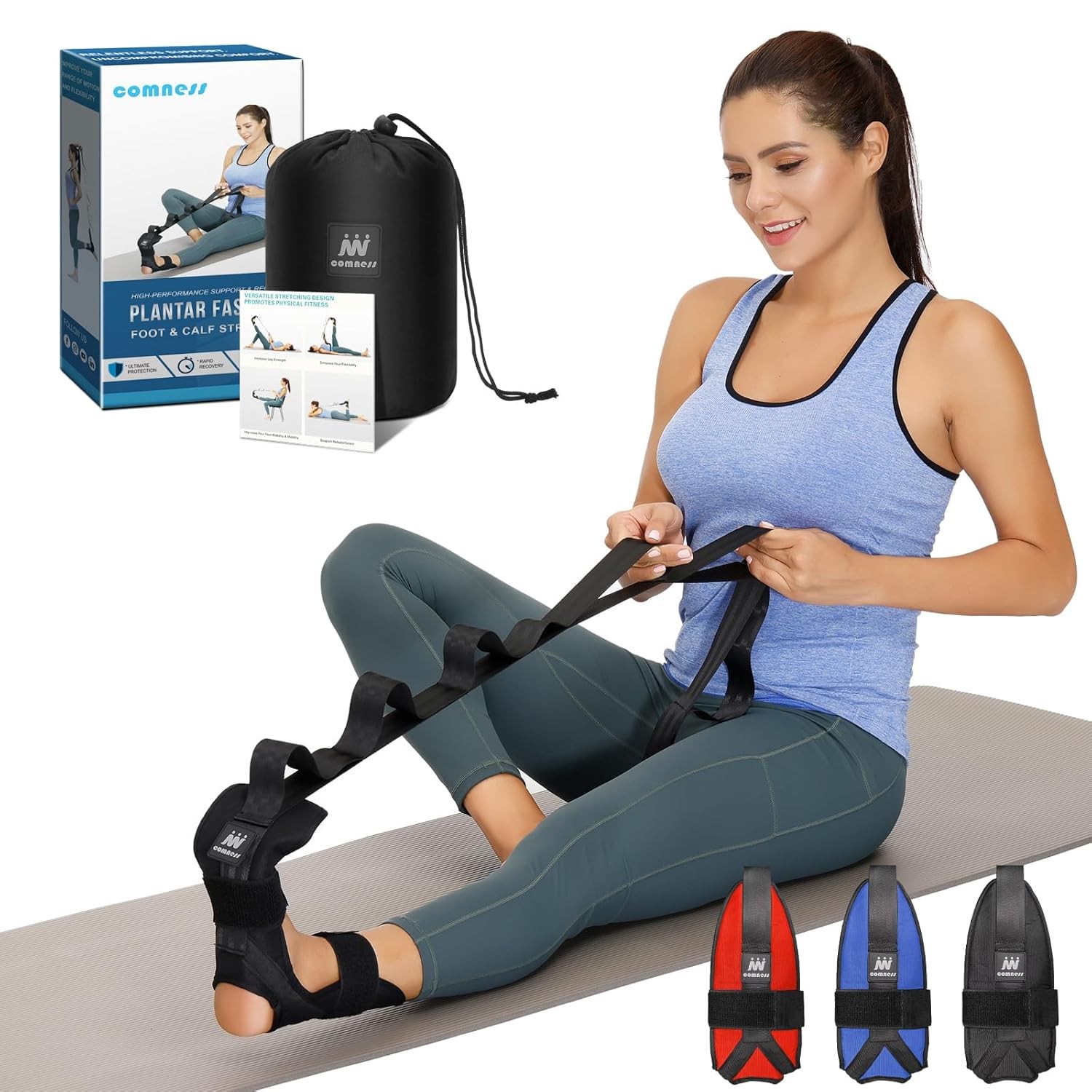 Foot and Calf Stretcher-Stretching Strap For Plantar Fasciitis, Heel Spurs, Foot