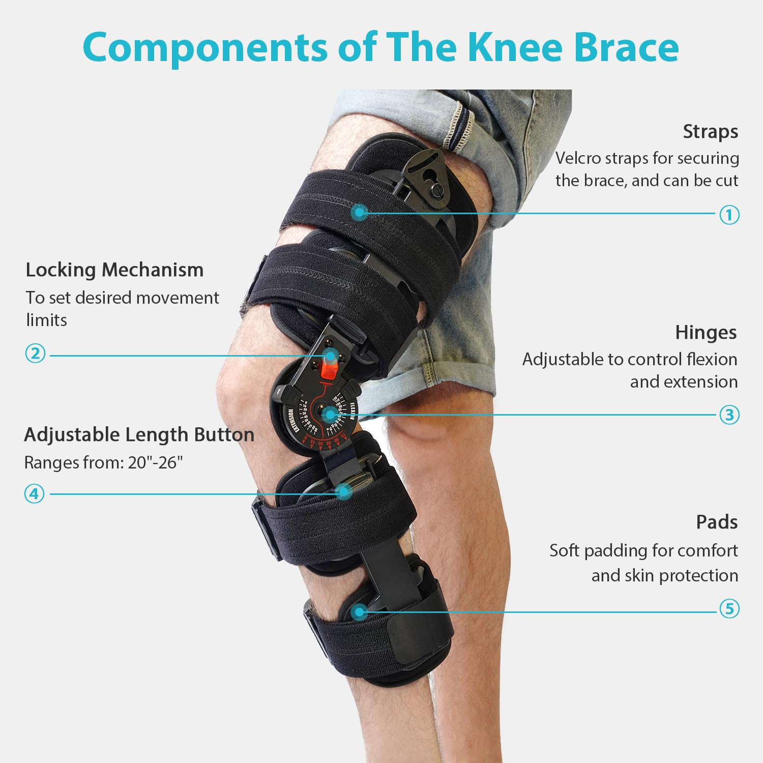 ROM Knee Brace: Hinged Post-Op Knee Brace for Arthritis, ACL, MCL, and PCL Injur