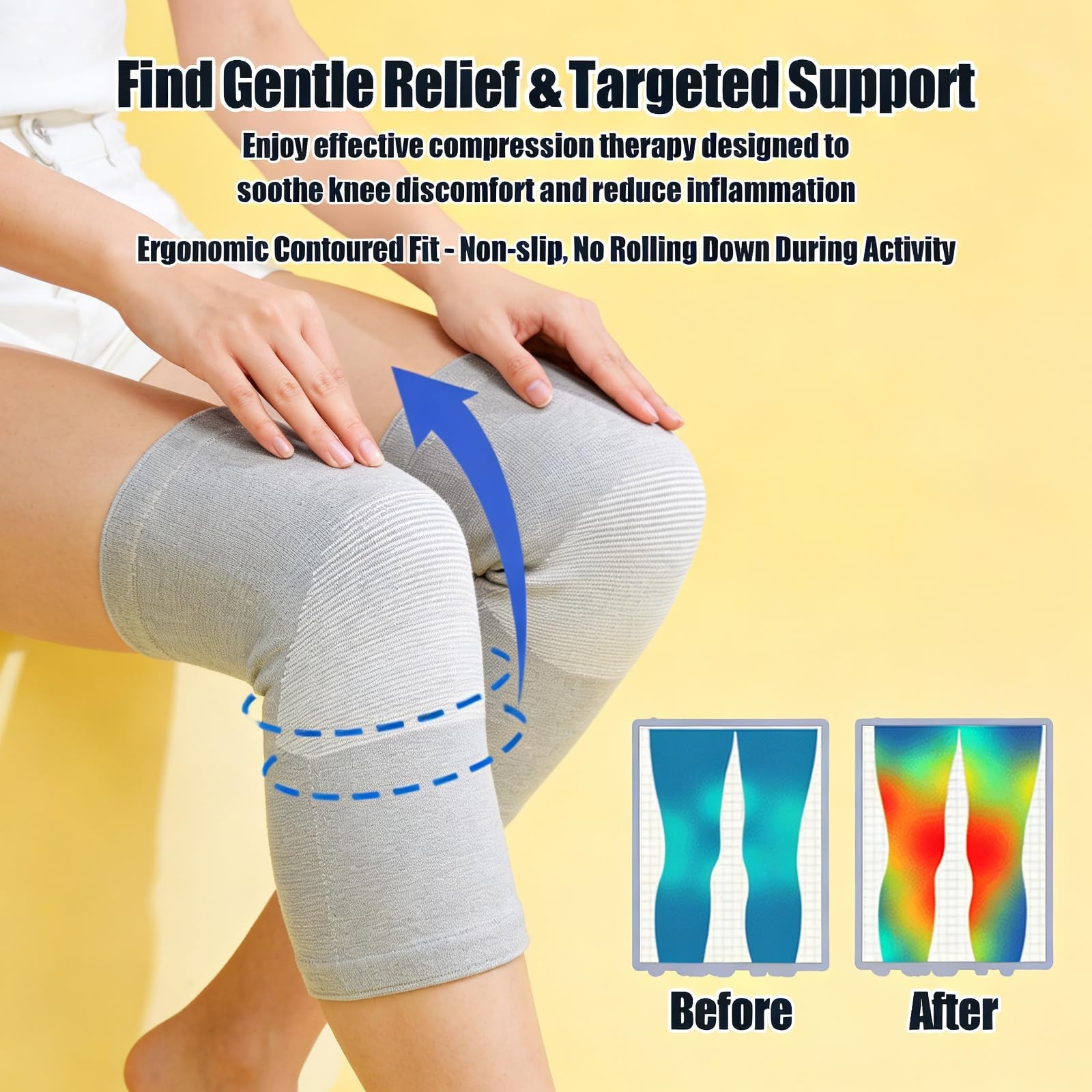 Bamboo Charcoal Knee Sleeve – Elastic Compression Support for Joint Pain Relief,