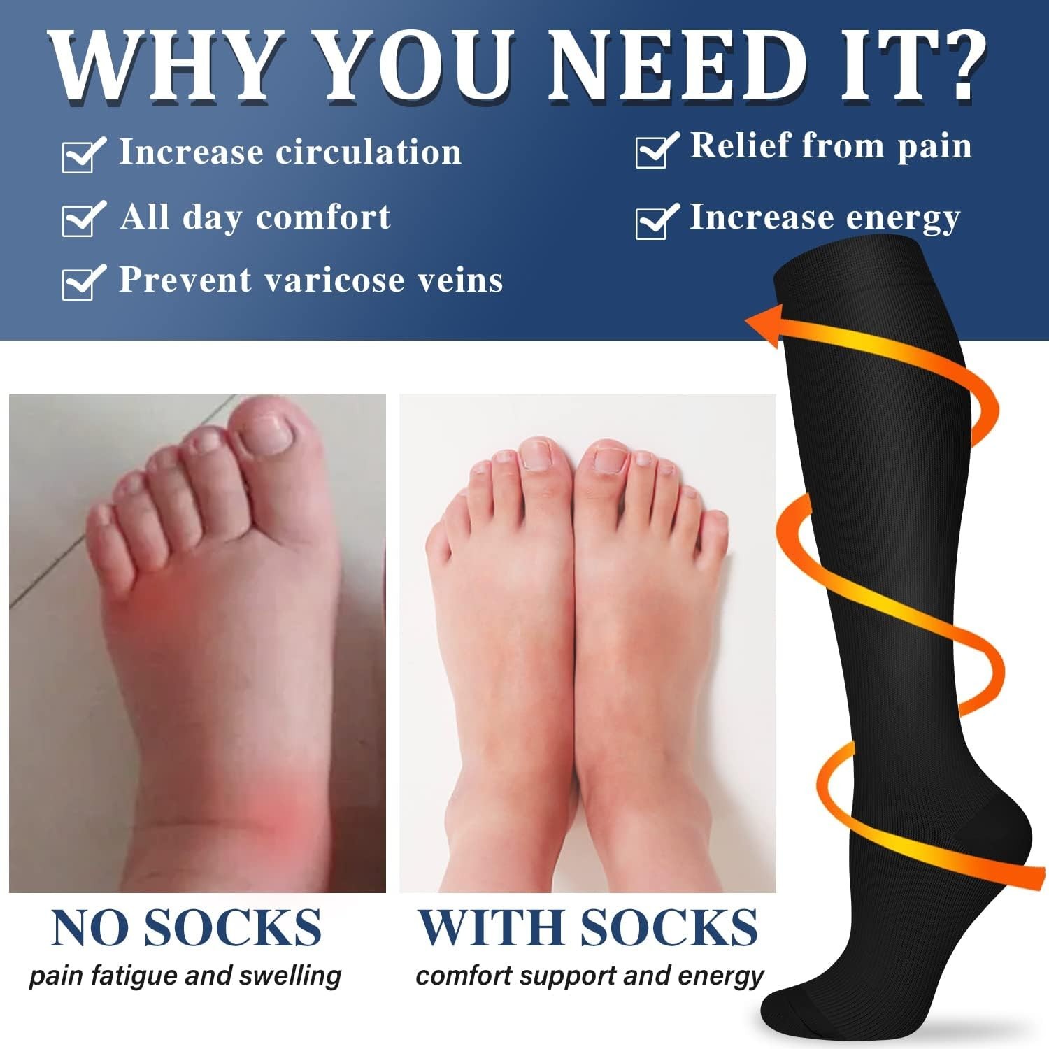 5-Pack Athletic Compression Socks for Running and Recovery – Best Fit for All