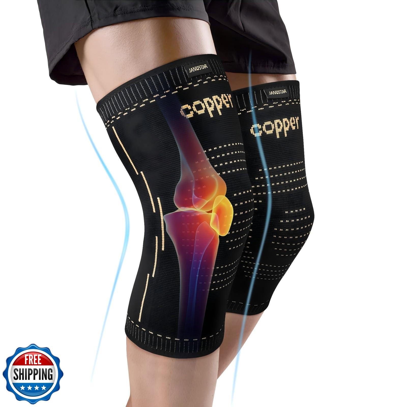 Janustar Copper Knee Braces for Men and Women – Knee Compression Sleeves for