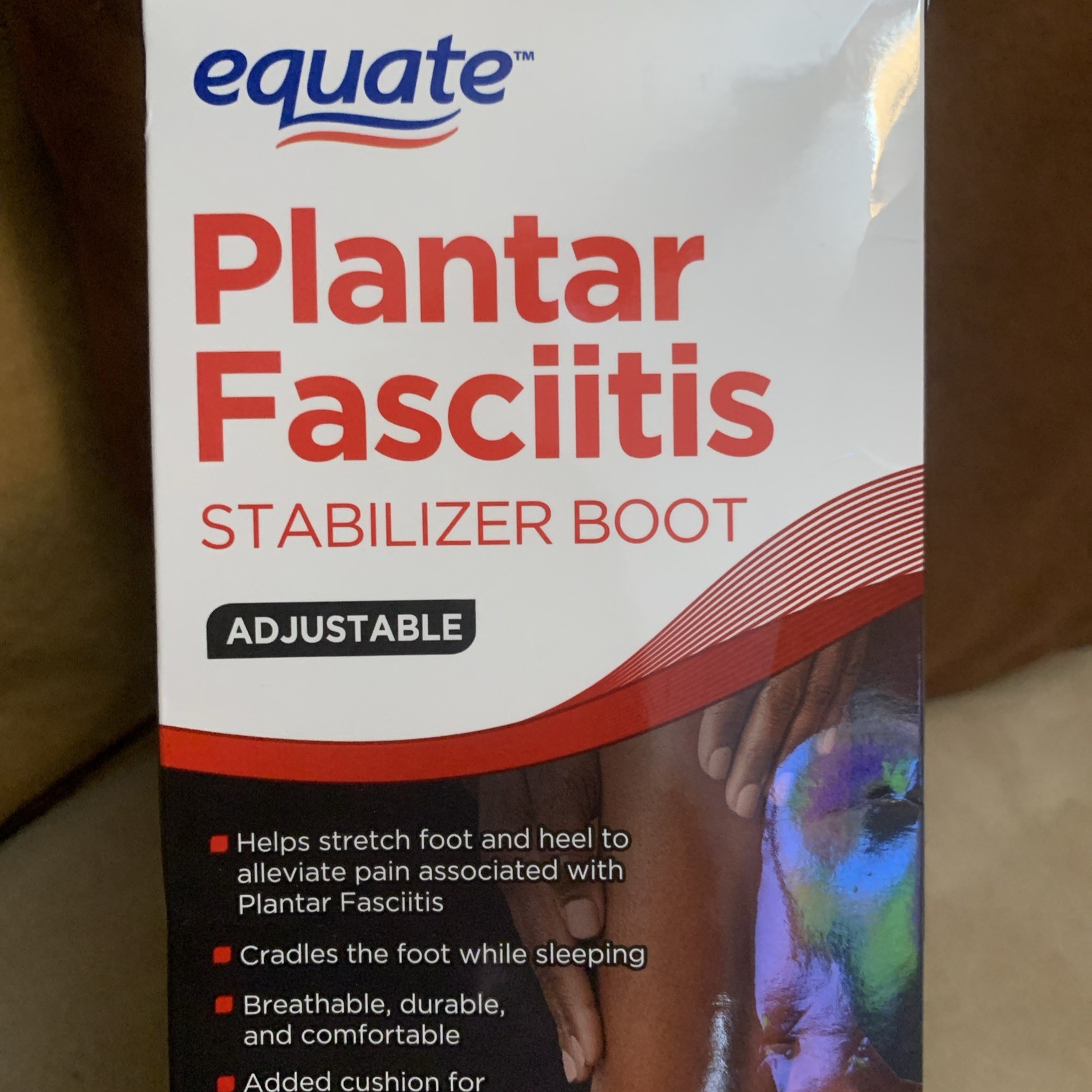 Equate Plantar Fasciitis Stablizer Black Brace Boot Adjustable One Size New