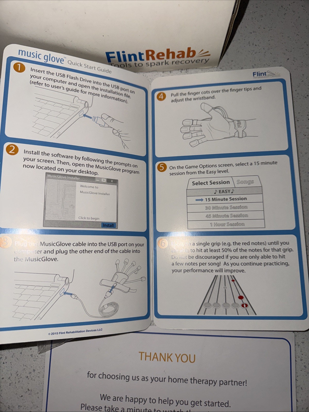 Flint Rehab MusicGlove & FitMi Stroke Recovery System Therapy Glove Pads Tablet