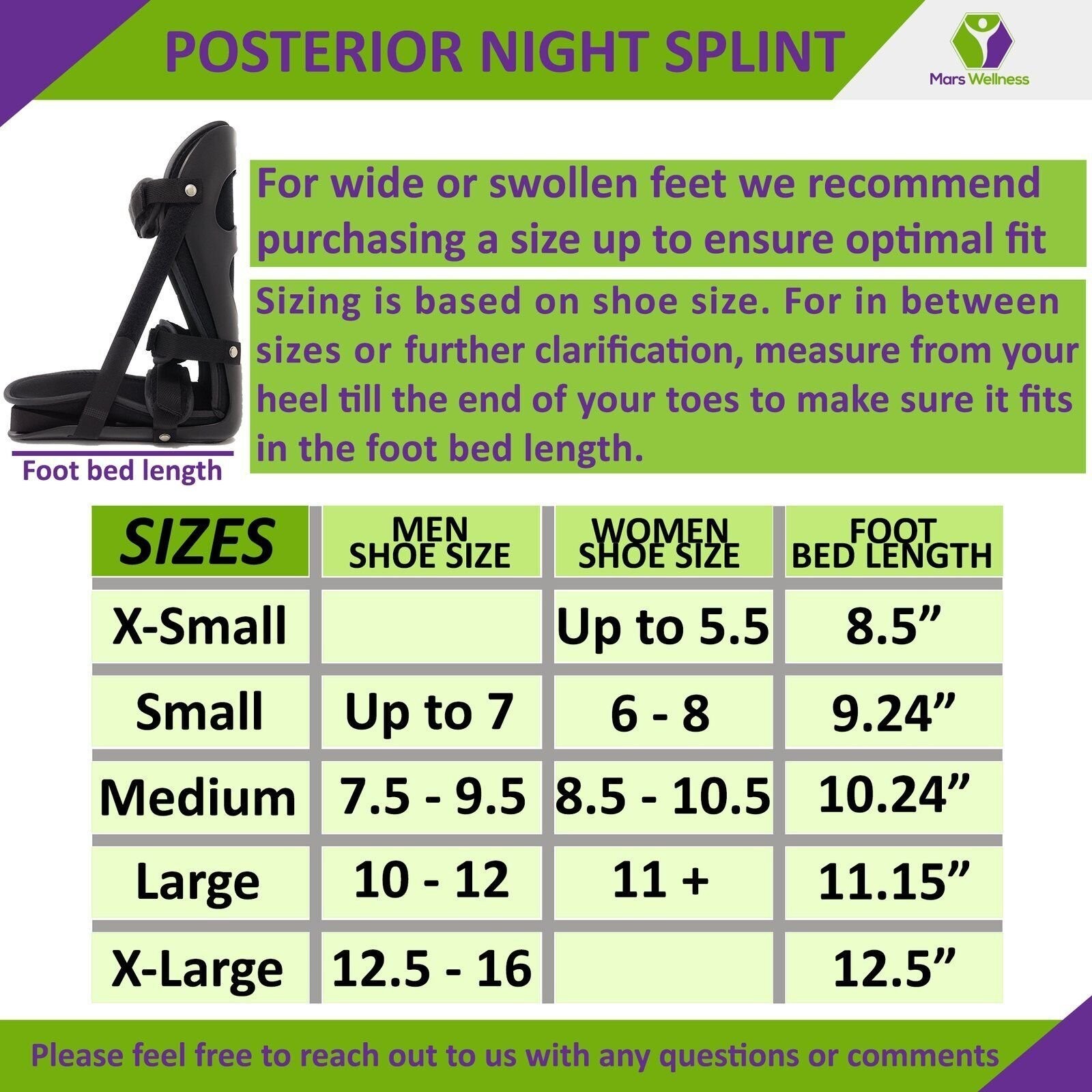 NEW Premium Plantar Fasciitis Posterior Night Splint – By MARS WELLNESS