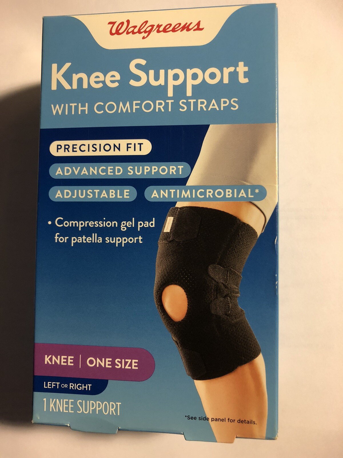 Walgreens ~Knee Support w/ Comfort Straps ~Adjustable ~1 Size~Fits Left Or Right