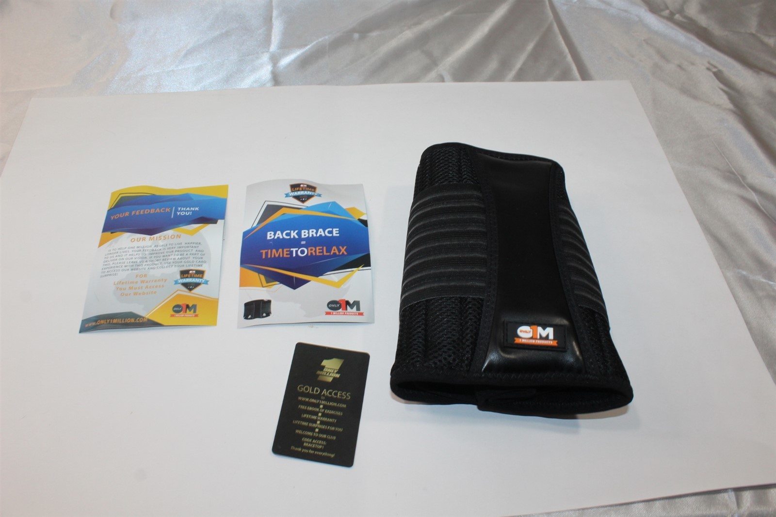 Back Brace with Removable Lumbar Pad Black Size Medium 27-33″